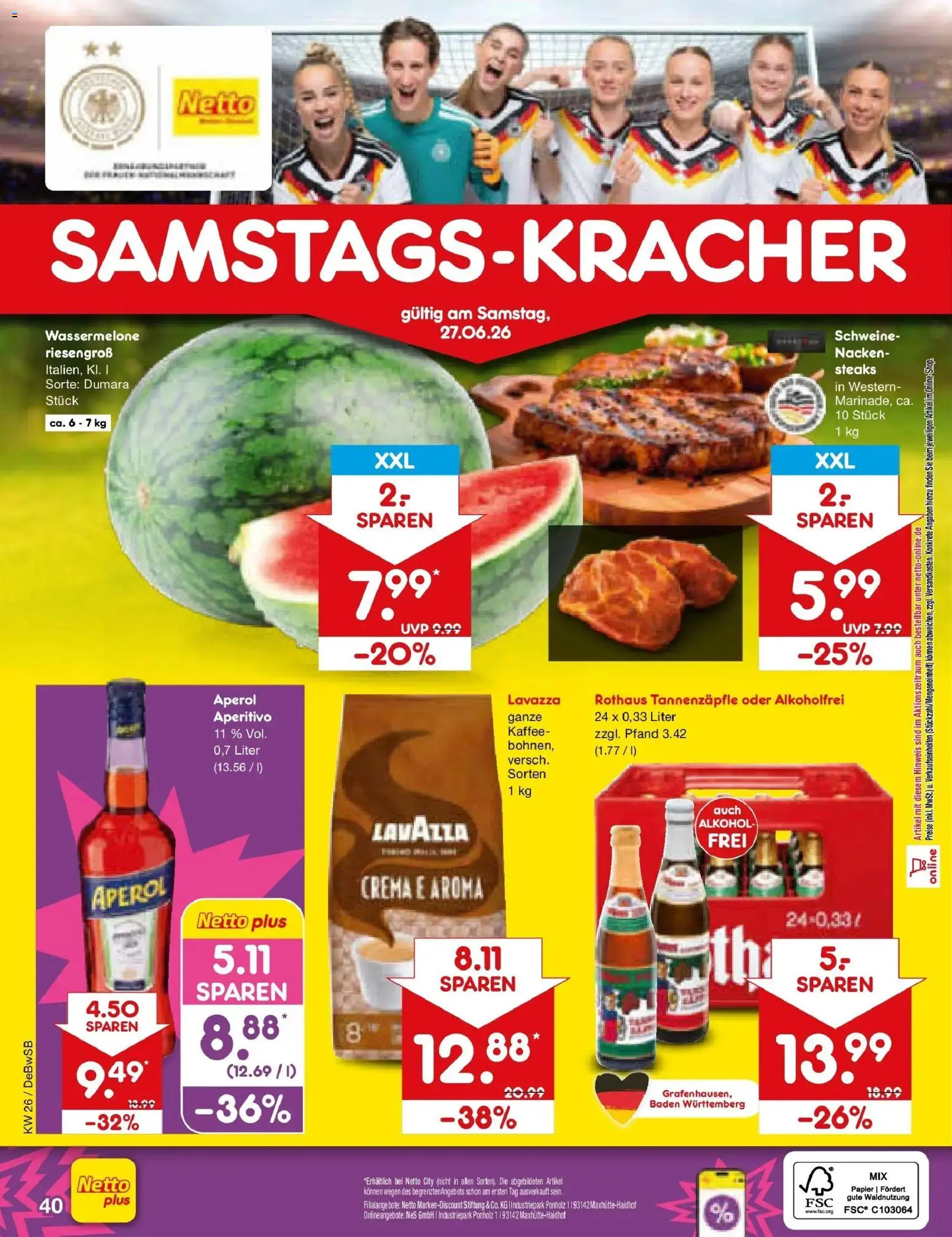 Netto Marken-Discount Prospekt Waiblingen-Bittenfeld – gültig ab 21.06.2026 | Seite: 52 | Produkte: Lavazza, Kaffee, Wassermelone, Aperol