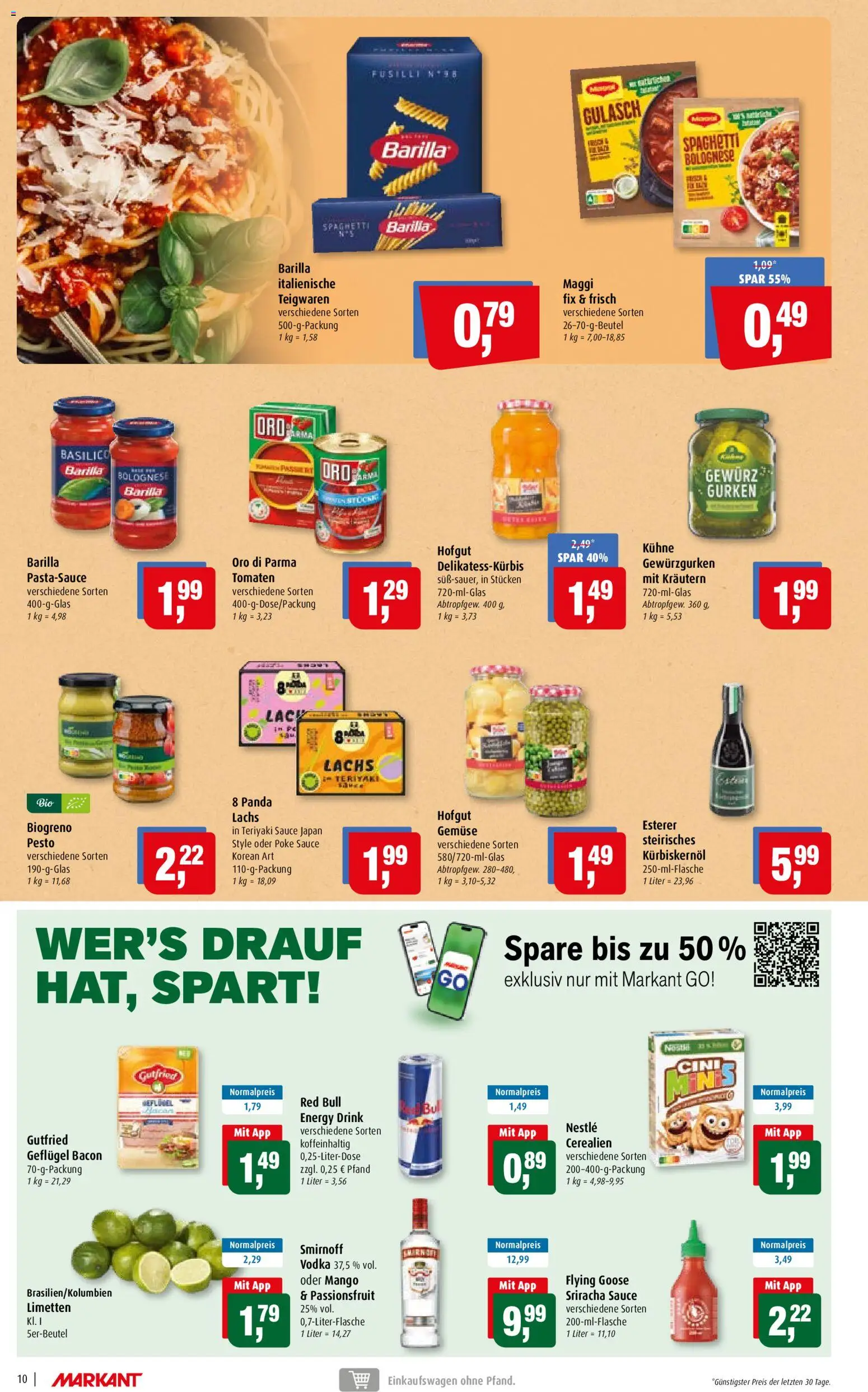 Markant Prospekt – gültig ab 26.10.2026 | Seite: 10 | Produkte: Red bull, Barilla, Gemüse, Gulasch