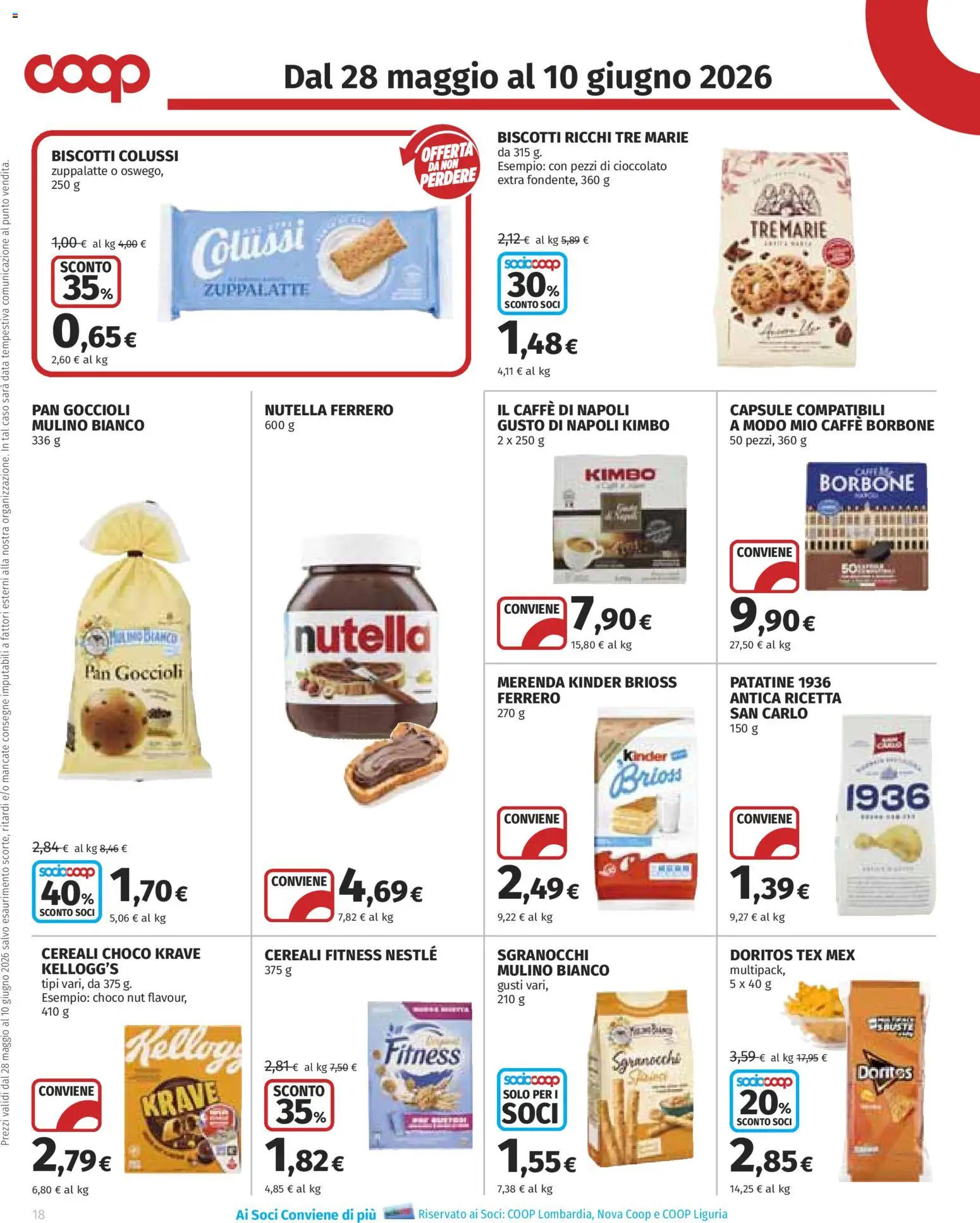 Volantino COOP del 28.05.2026 | Pagina: 18 | Prodotti: Caffè, Cioccolato, Biscotti, Data