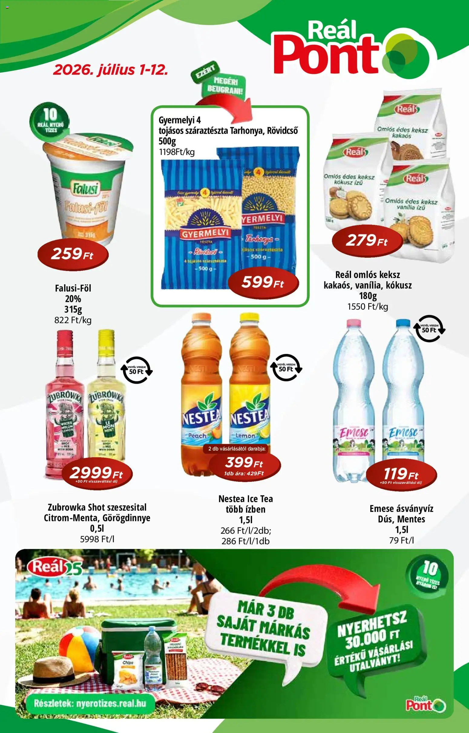 Reál akciós ujság - amely érvényes a következő dátumtól: 2026.07.01. | Oldal: 1 | Termékek: Chips, Kokusz, Tea, Száraztészta