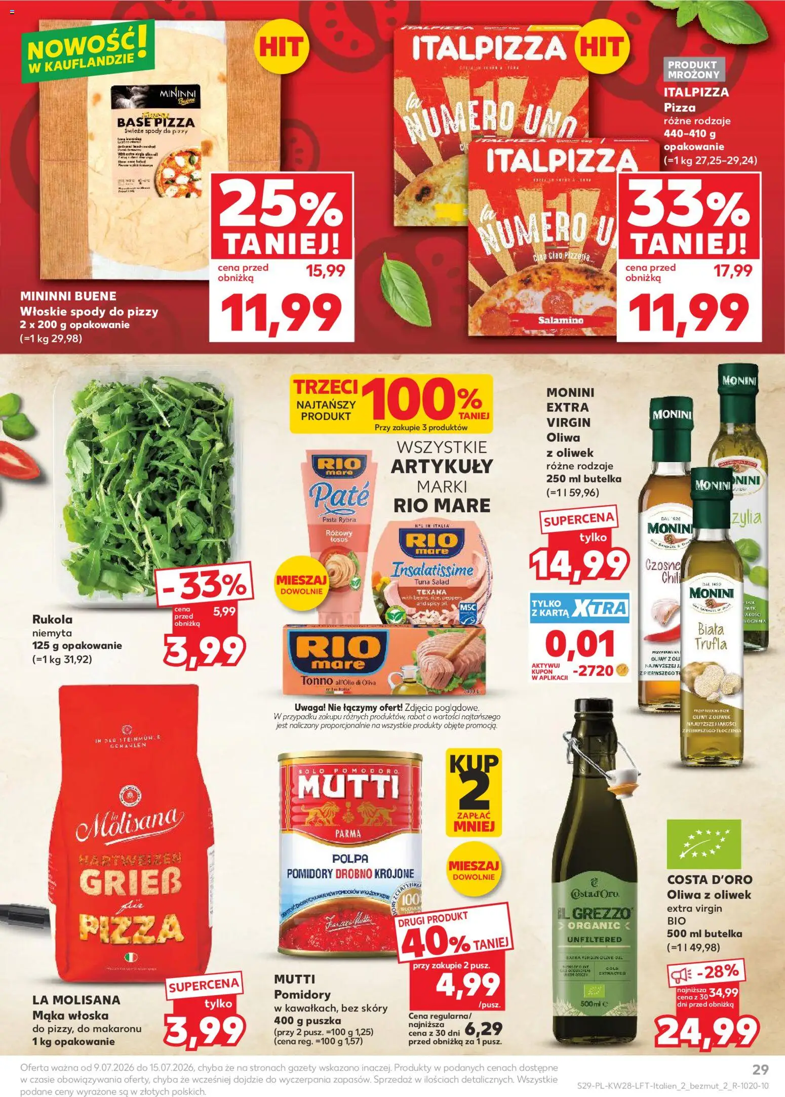 Kaufland Polsko leták od 09.07.2026 | Strana: 29 | Produkty: Pizza, Rio mare, Rukola