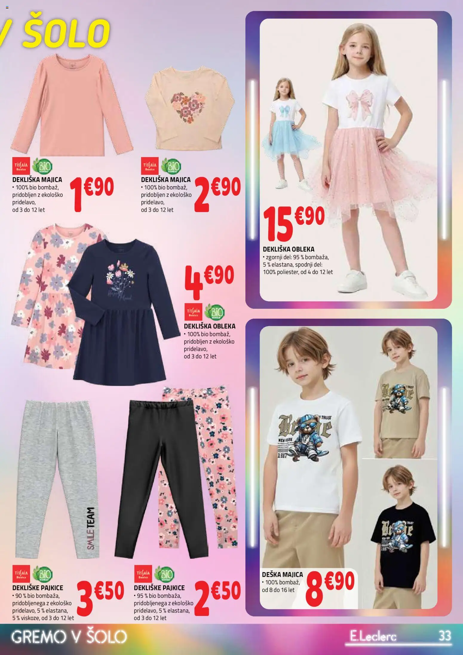 Novi E.leclerc katalog ponudbe – veljaven od 19.08.2026 | Stran: 33 | Izdelki: Pajkice, Majica, Obleka