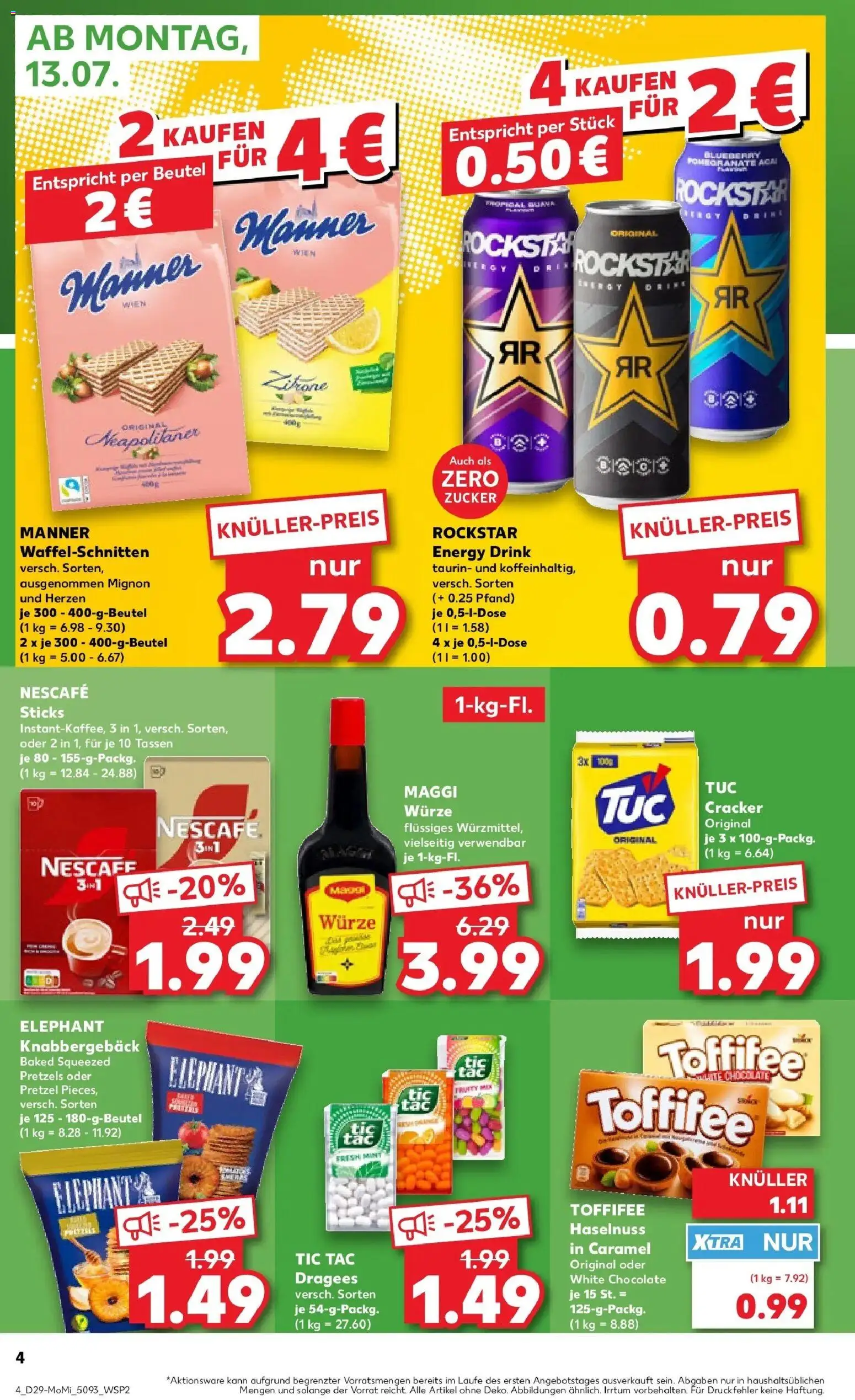 Kaufland Prospekt Mainz – gültig ab 13.07.2026 | Seite: 4 | Produkte: Maggi, Rockstar, Zitrone, Toffifee