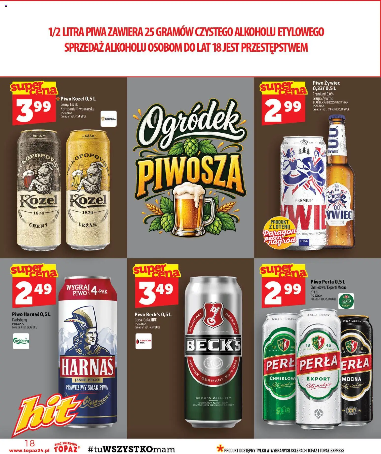 Topaz gazetka - Ceny małe na stałe od 10.09.2026 | Strona: 18 | Produkty: Leżak, Piwo Harnaś, Piwo, Piwo kozel