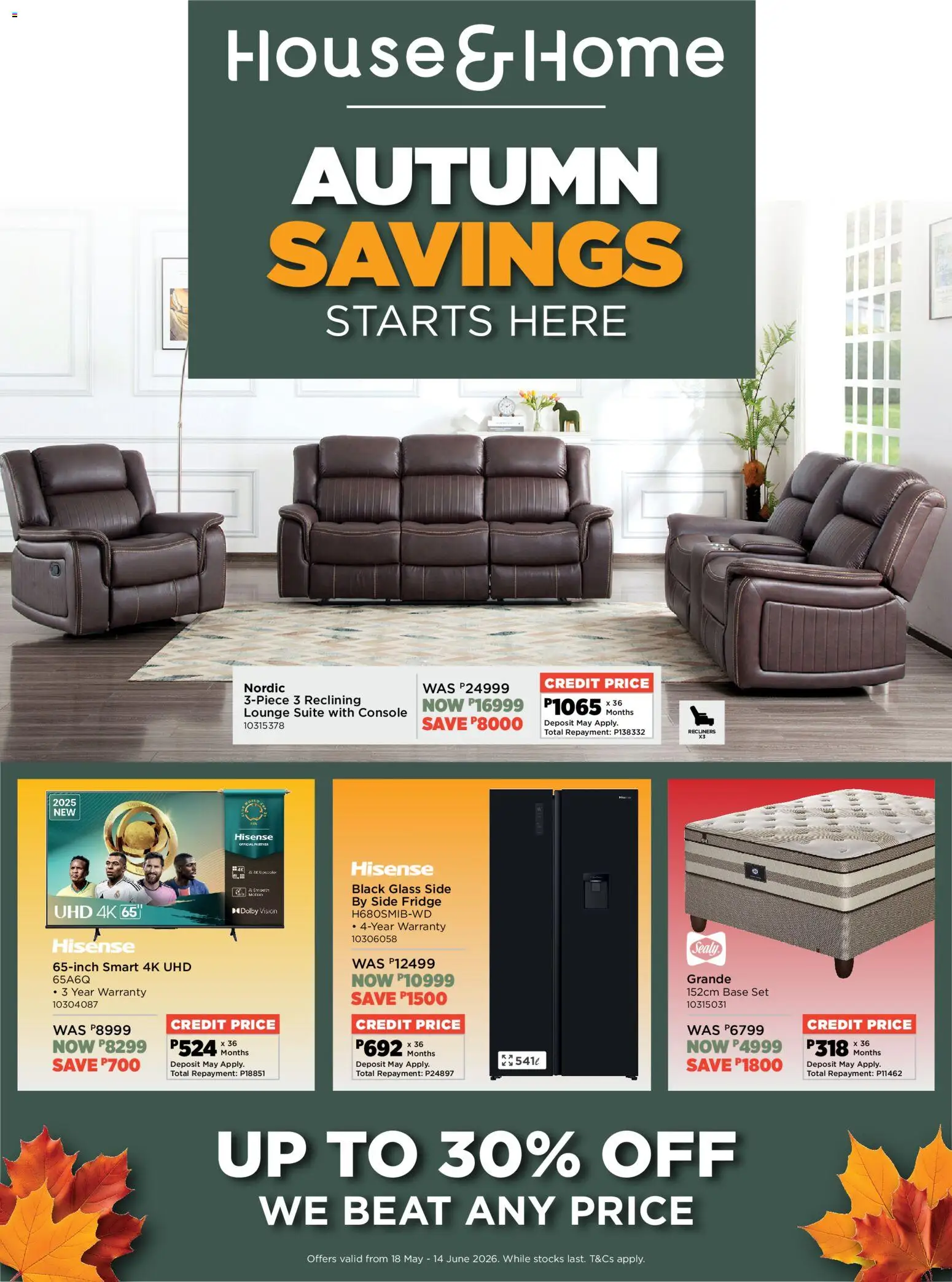 New House and Home catalogue – valid from 18.05.2026 | Page: 1 | Products: Fridge, Lounge suite