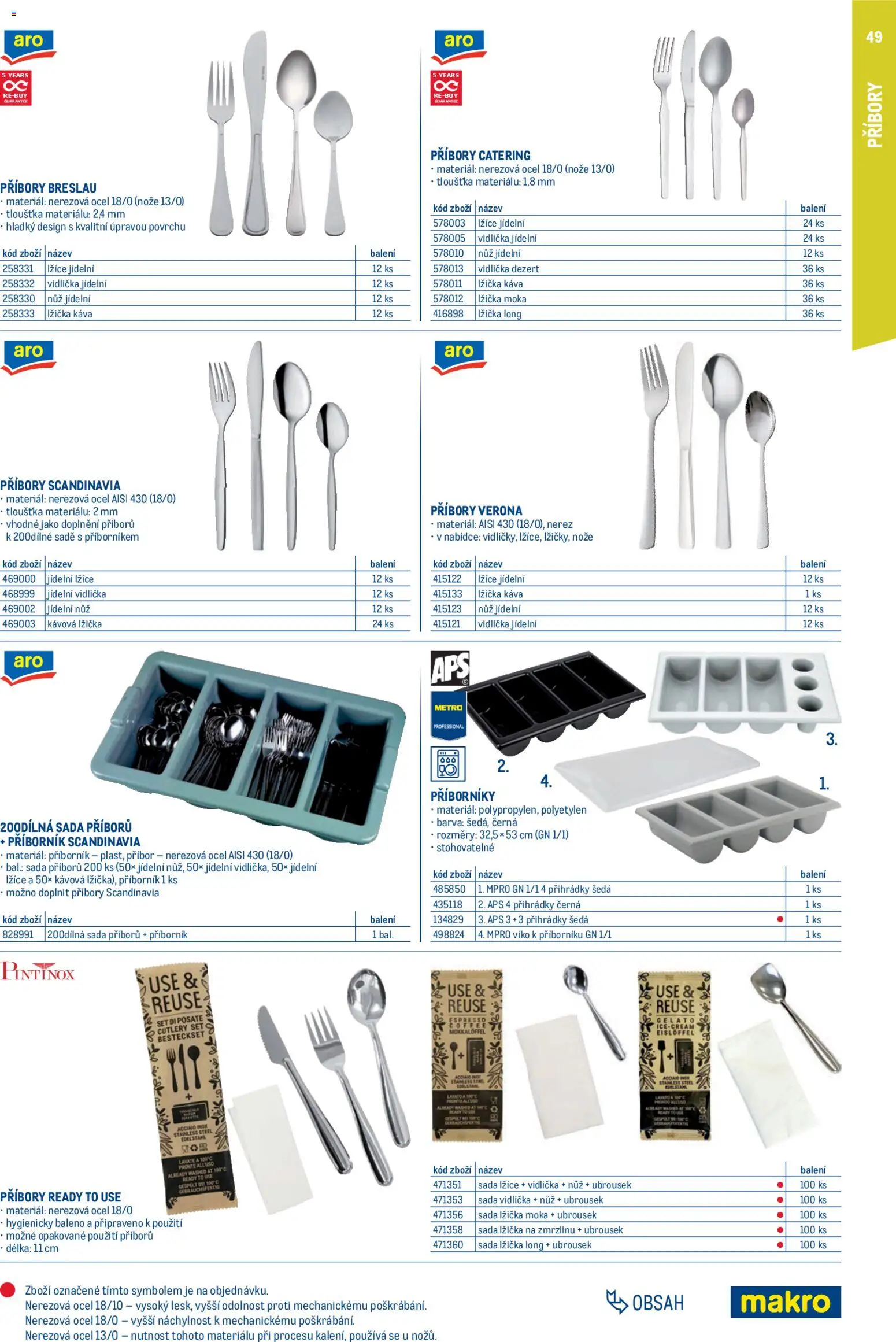 Makro leták - Gastro vybavení a zařízení od 01.02.2026 | Strana: 49 | Produkty: Příbor, Lžíce, Lžička, Příborník