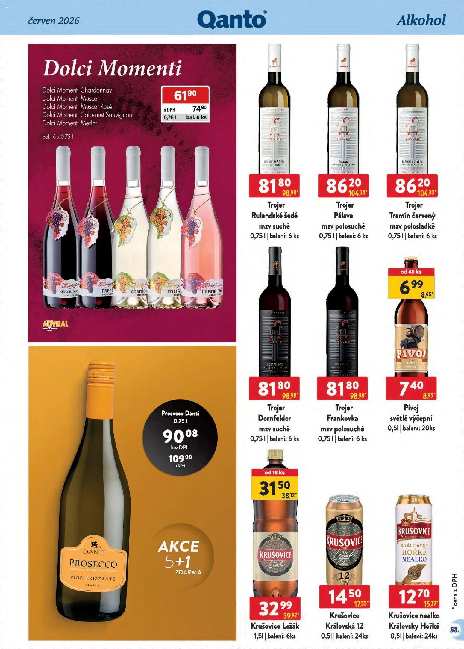 Astur & Qanto leták - Velkoobchod 06/2026 od 01.06.2026 | Strana: 53 | Produkty: Prosecco, Frizzante, Krušovice Nealko, Cabernet Sauvignon