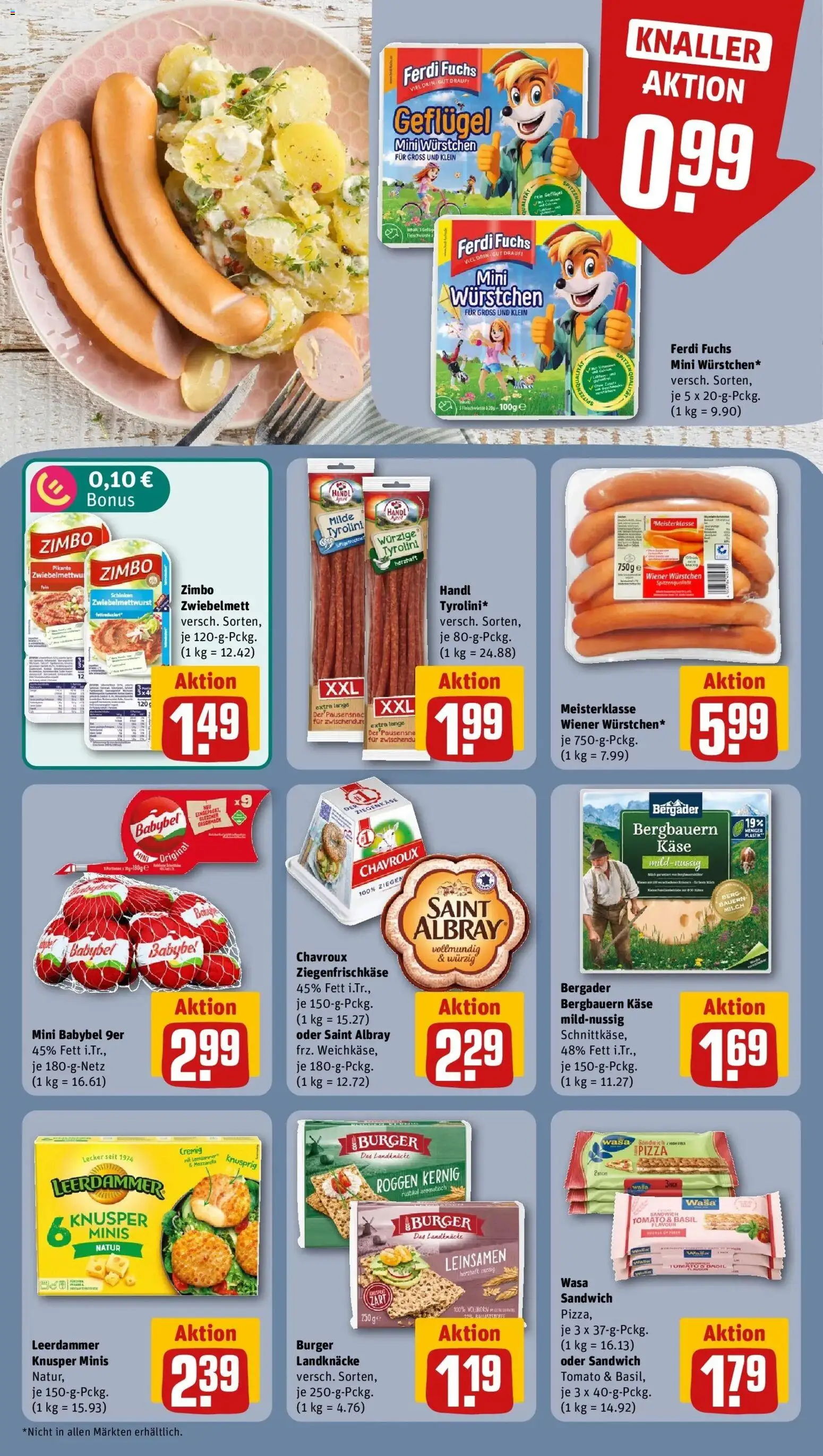 REWE Prospekt ab 07.09.2026 zum Blättern » Angebote | Seite: 10 | Produkte: Wiener wurstchen, Burger, Babybel, Schinken