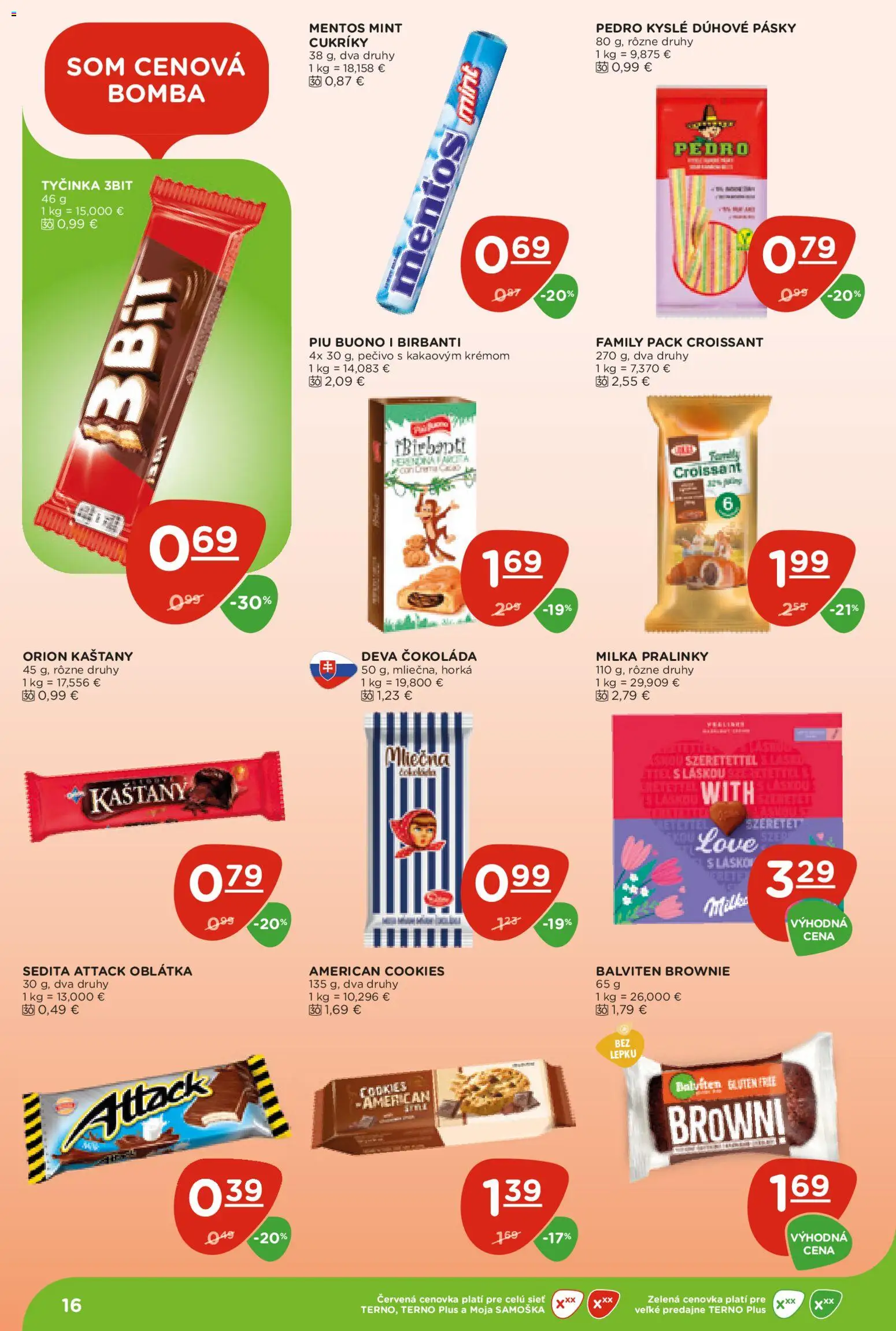 Nové Terno akcie – leták je platný od 07.05.2026 | Strana: 16 | Produkty: Croissant, Čokoláda, Cukríky, Milka
