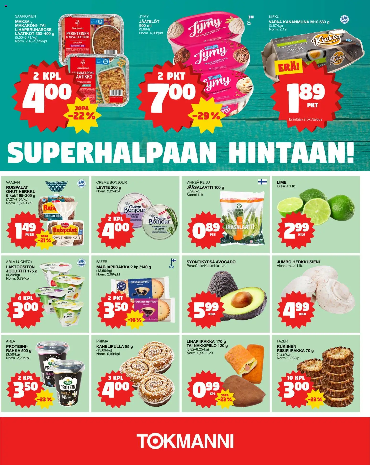 Tokmanni - Ruokasanomat – voimassa 27/08/2026 alkaen | Sivu: 3 | Tuotteet: Vadelma, Valkosipuli, Kananmuna, Mustikka