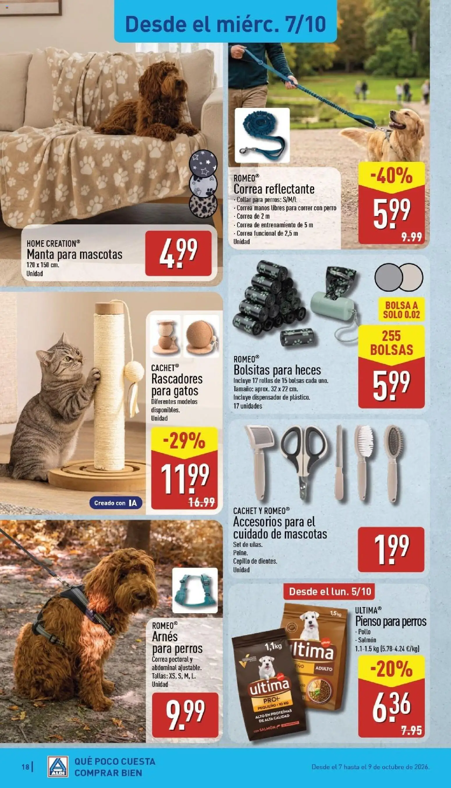 Aldi folleto Península │ válido desde el 05/10/2026 | Página: 18 | Productos: Manta, Dispensador, Pienso para perros, Pollo