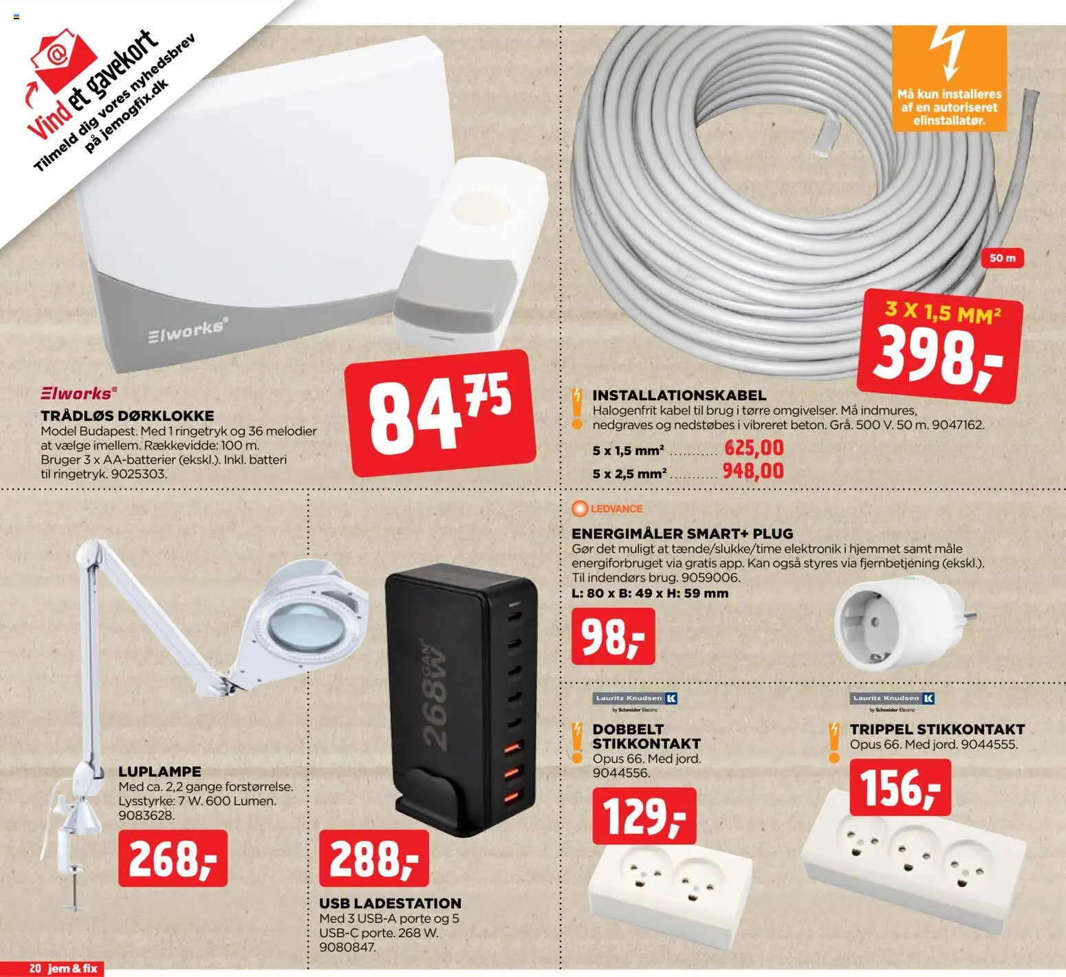 Jem & fix tilbudsavis – gyldig fra 09/08/2026 | Side: 20 | Produkter: Stikkontakt, USB, Kabel, Batteri