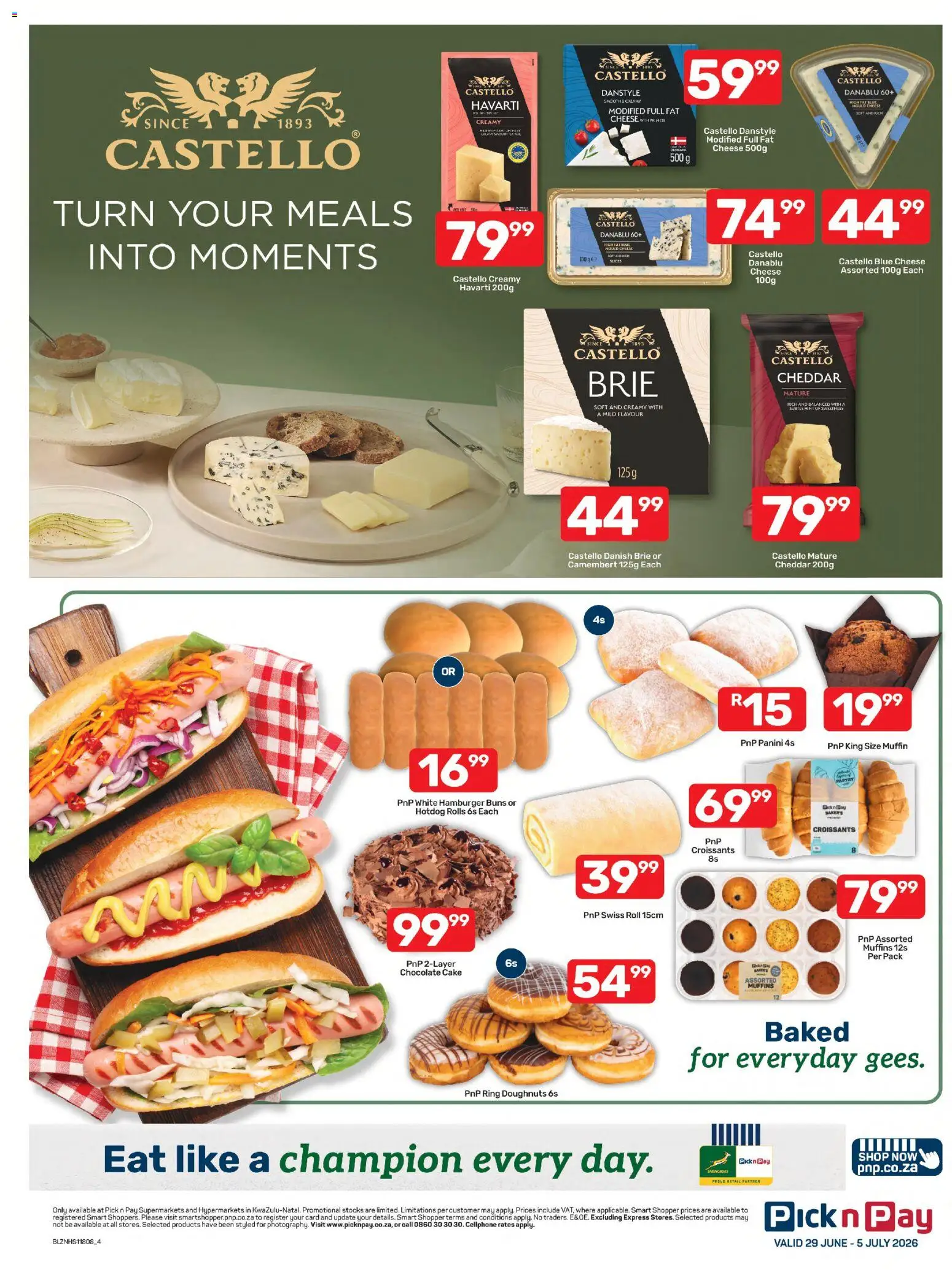 New Pick n Pay catalogue – valid from 29/06/2026 | Page: 4 | Products: Cake, Muffins, Buns, Chocolate