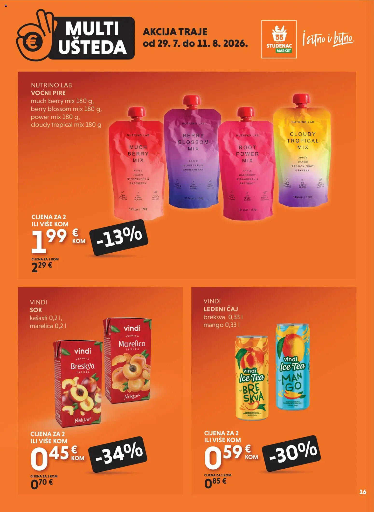 Studenac katalog | vrijedi od 29.07.2026 | Stranica: 16 | Proizvodi: Ledeni čaj, Mango, Breskva, Jabuka