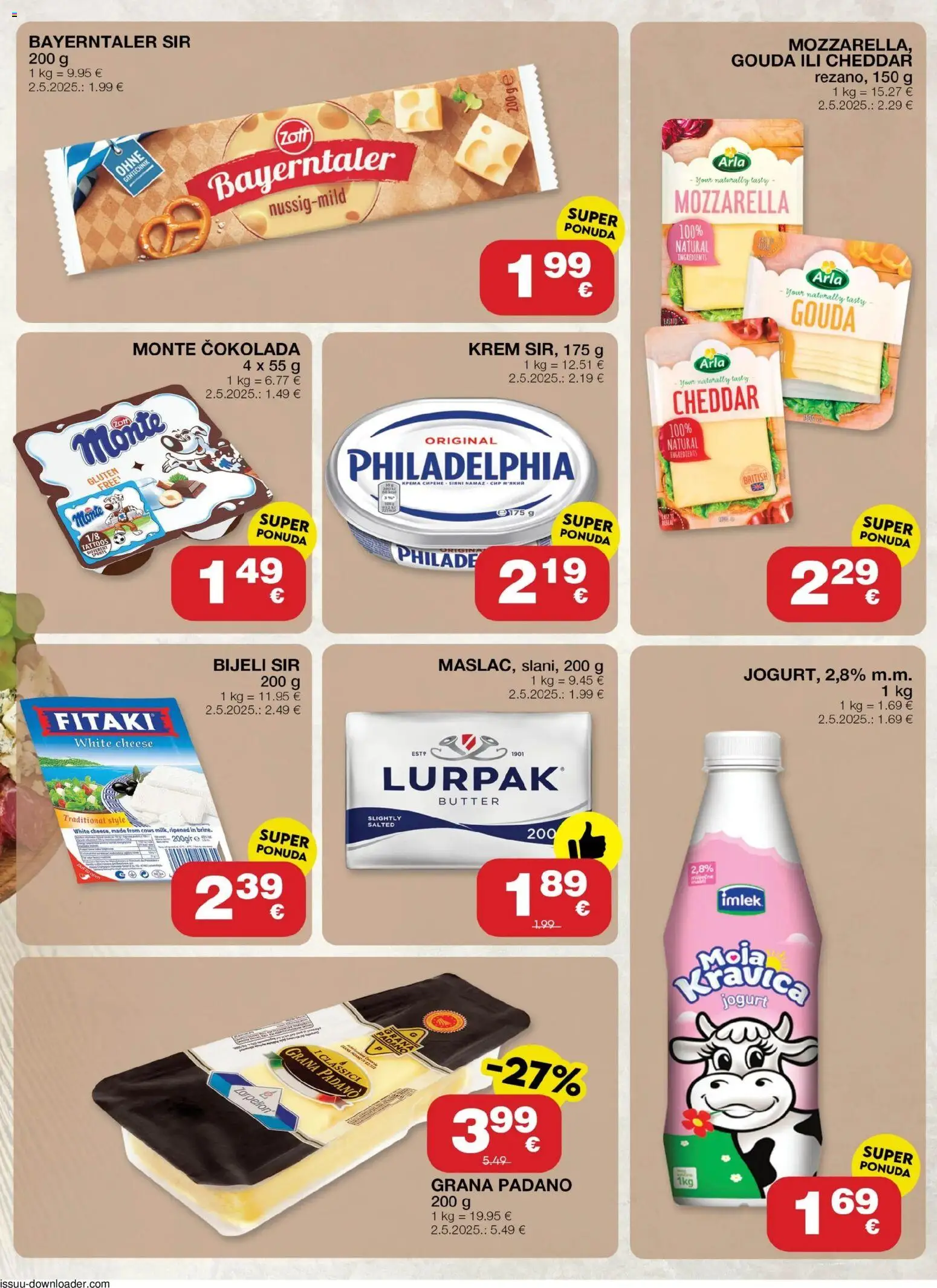 Stanić Diskont katalog | vrijedi od 11.06.2026 | Stranica: 5 | Proizvodi: Grana Padano, Mozzarella, Sir, Namaz