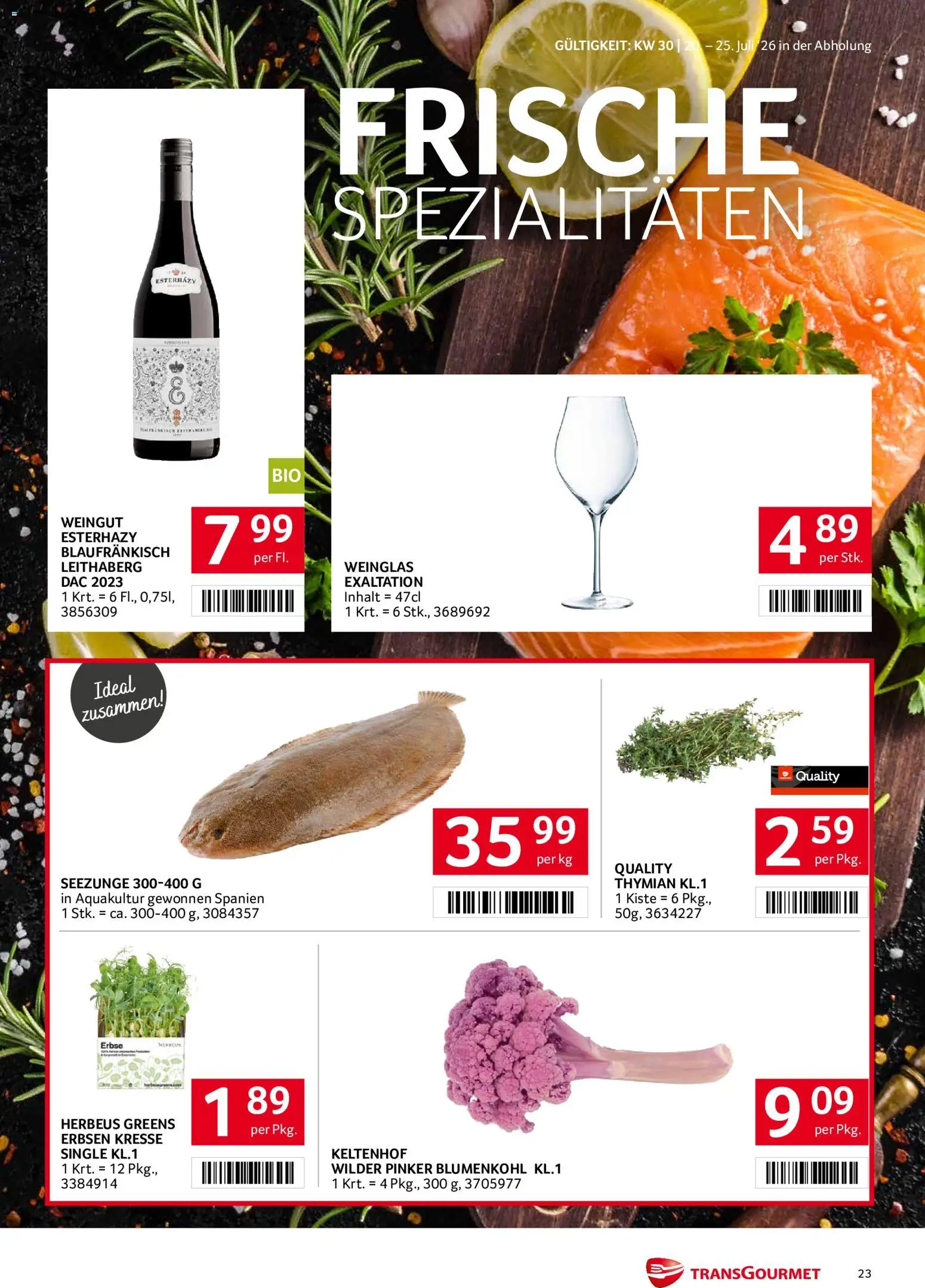 Transgourmet Flugblatt gültig ab 20.07.2026 | Seite: 22 | Produkte: Erbsen, Blumenkohl