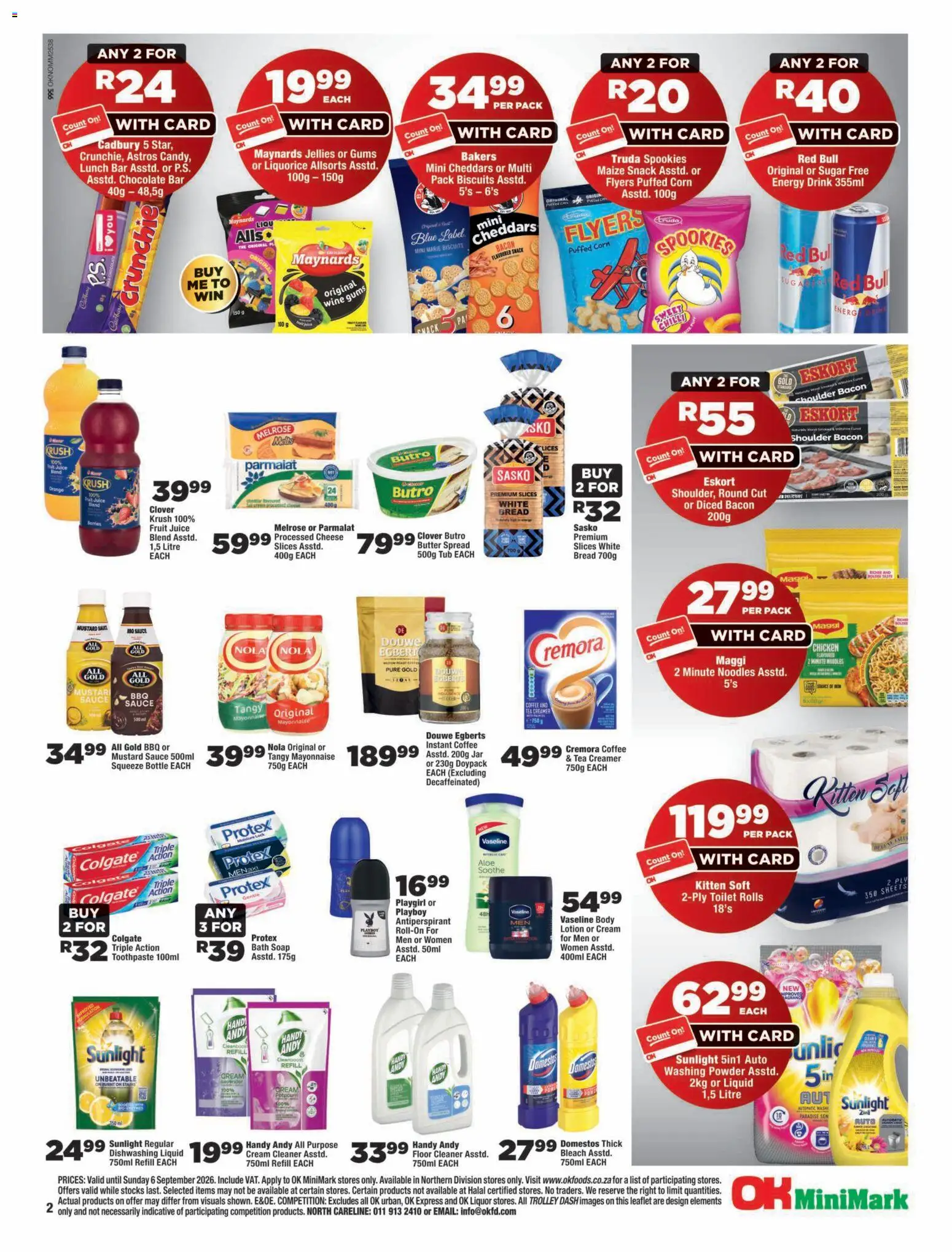 New OK Foods catalogue – valid from 25/08/2026 | Page: 2 | Products: Bleach, Juice, Powder, Soap