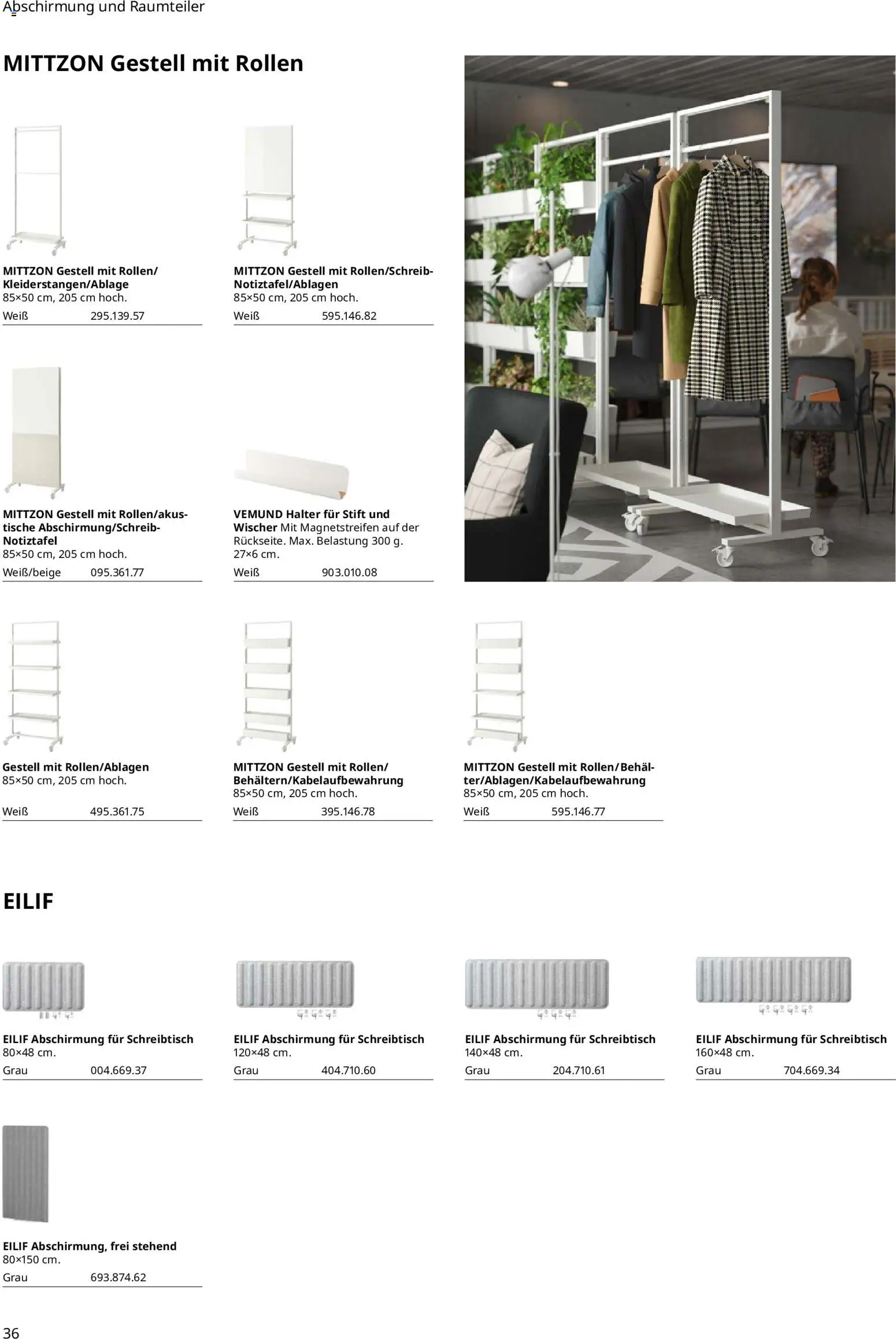 Ikea Büroeinrichtung – gültig ab 01.04.2026 | Seite: 36 | Produkte: Raumteiler