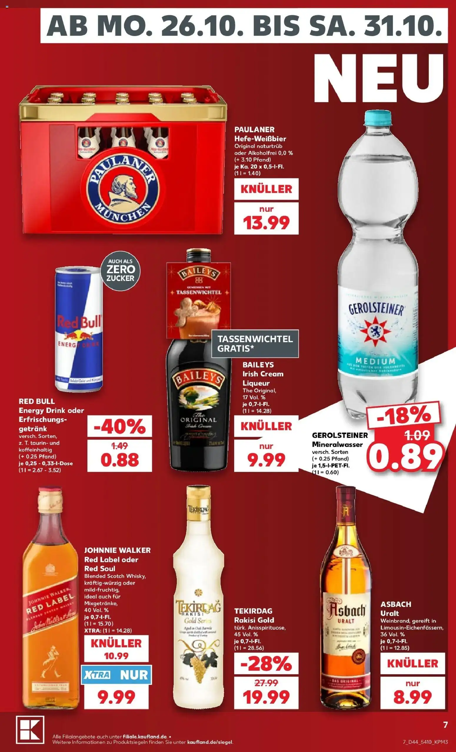 Prospekt Kaufland ab 26.10.2026 » Angebote Online zum Blättern | Seite: 11 | Produkte: Energy, Mineralwasser, Johnnie walker, Asbach