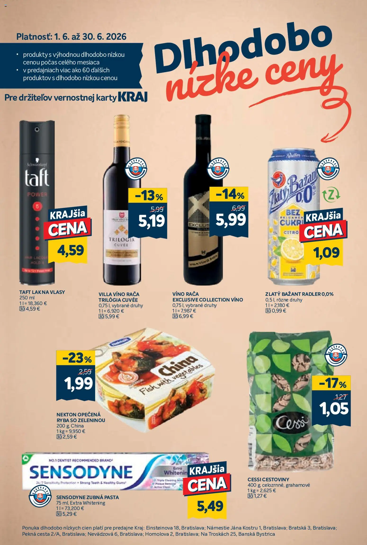 Nové Kraj akcie – leták je platný od 18.06.2026 | Strana: 17 | Produkty: Cestoviny, Radler, Zubná pasta, Ryba