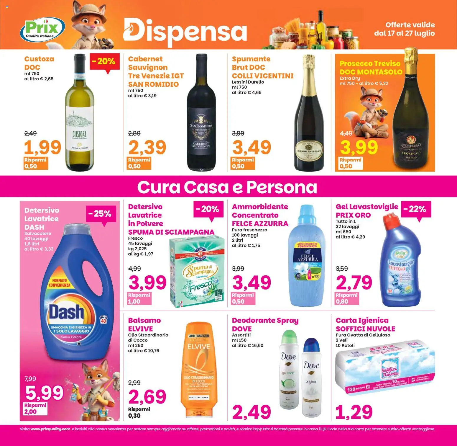 Volantino Prix del 17/07/2026 | Pagina: 20 | Prodotti: Prosecco, Lavastoviglie, Spumante, Cocco