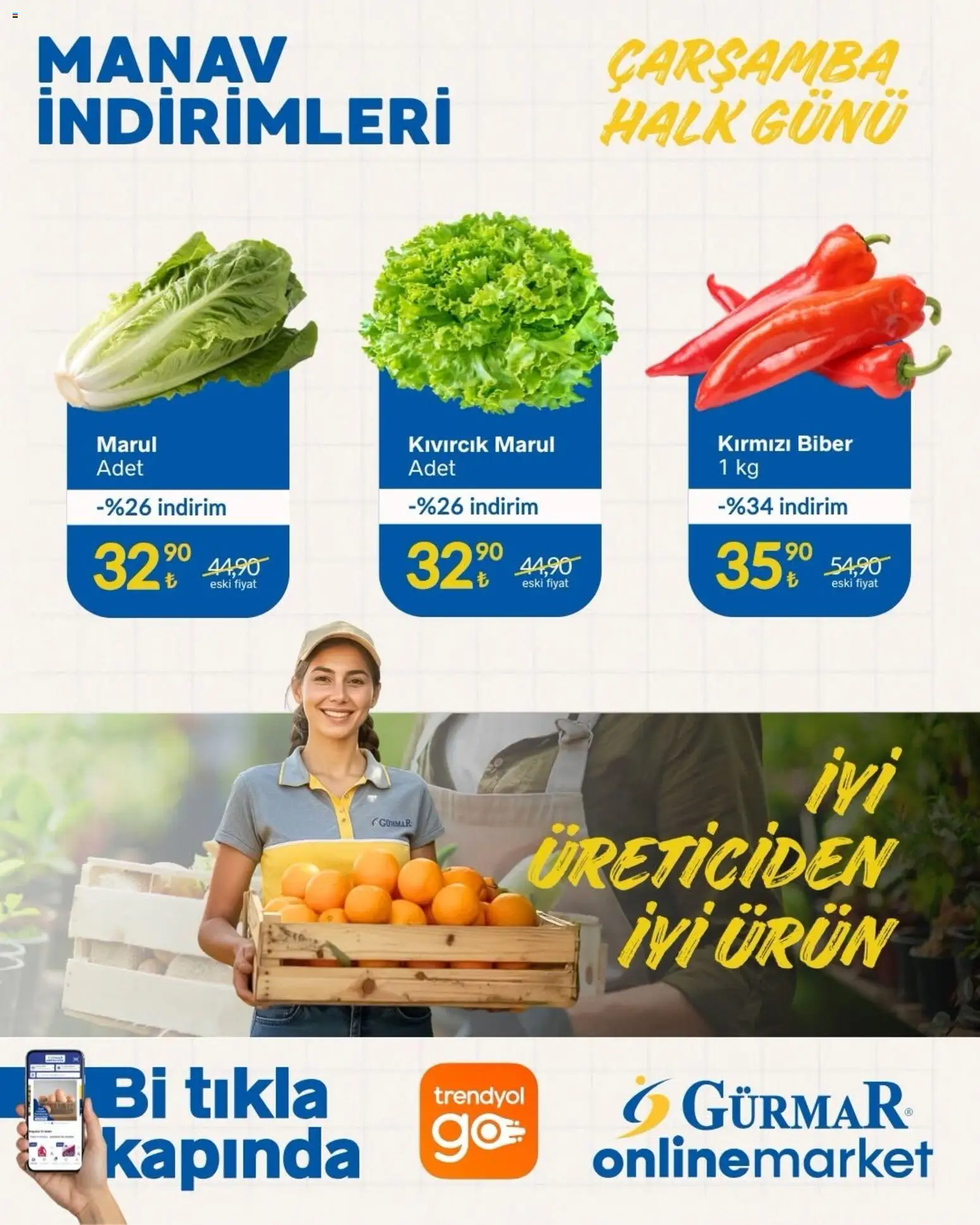 Gürmar - Manav İndirimleri - 24 Haziran 2026 tarihinden itibaren geçerlidir | Sayfa: 2 | Ürünler: Biber, Kırmızı biber, Marul