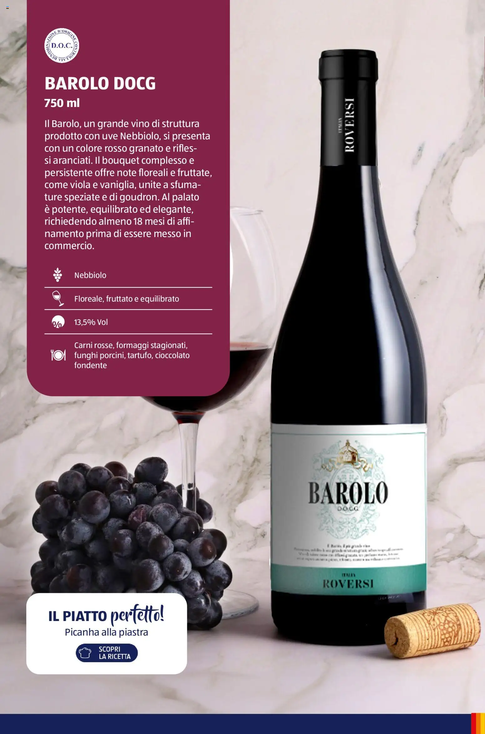 Volantino Aldi del 12/01/2026 | Pagina: 10 | Prodotti: Cioccolato, Vino, Funghi, Piatto