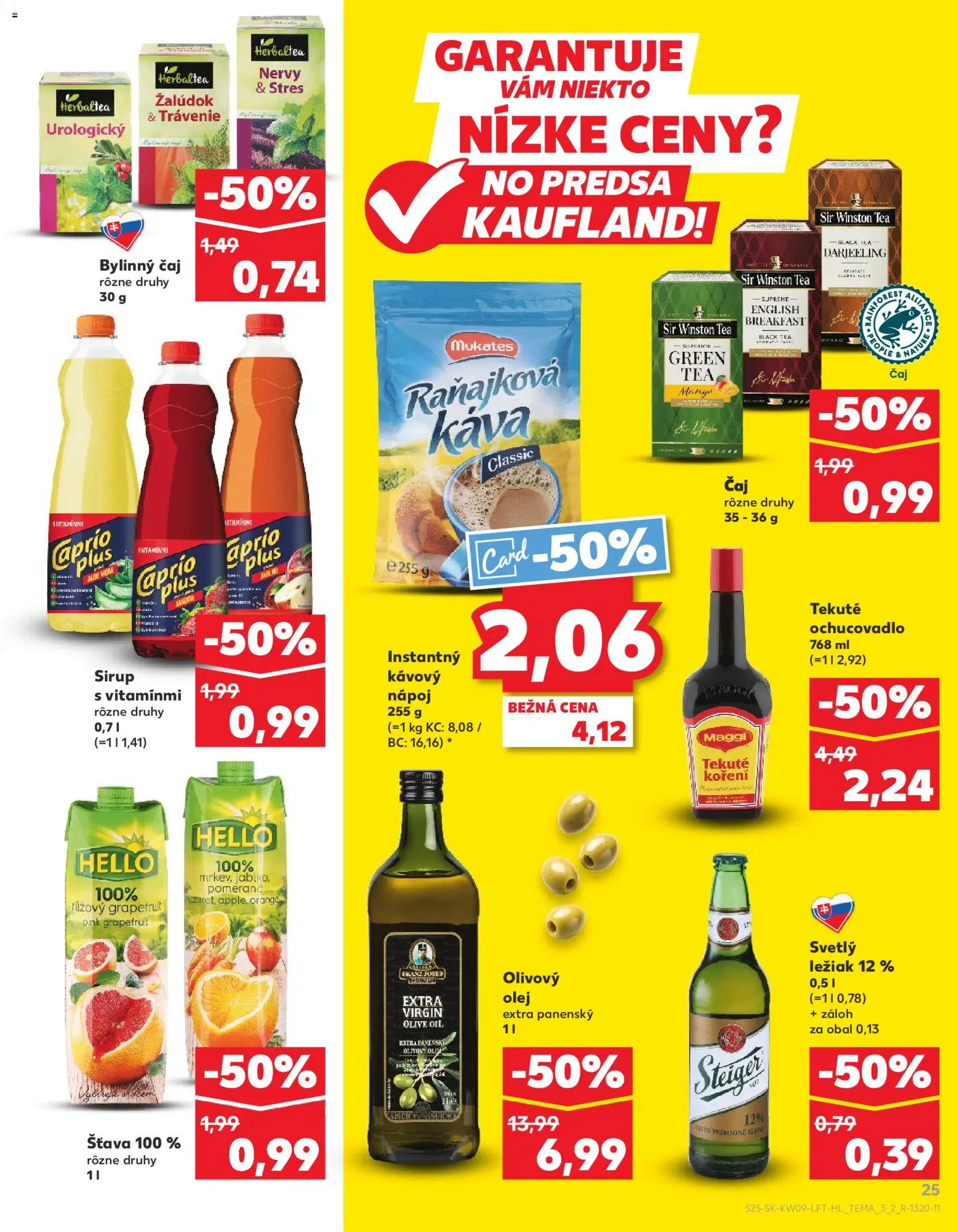 Nové Kaufland akcie – leták je platný od 26.02.2026 | Strana: 25 | Produkty: Čaj, Olivový olej, Steiger, Šťava