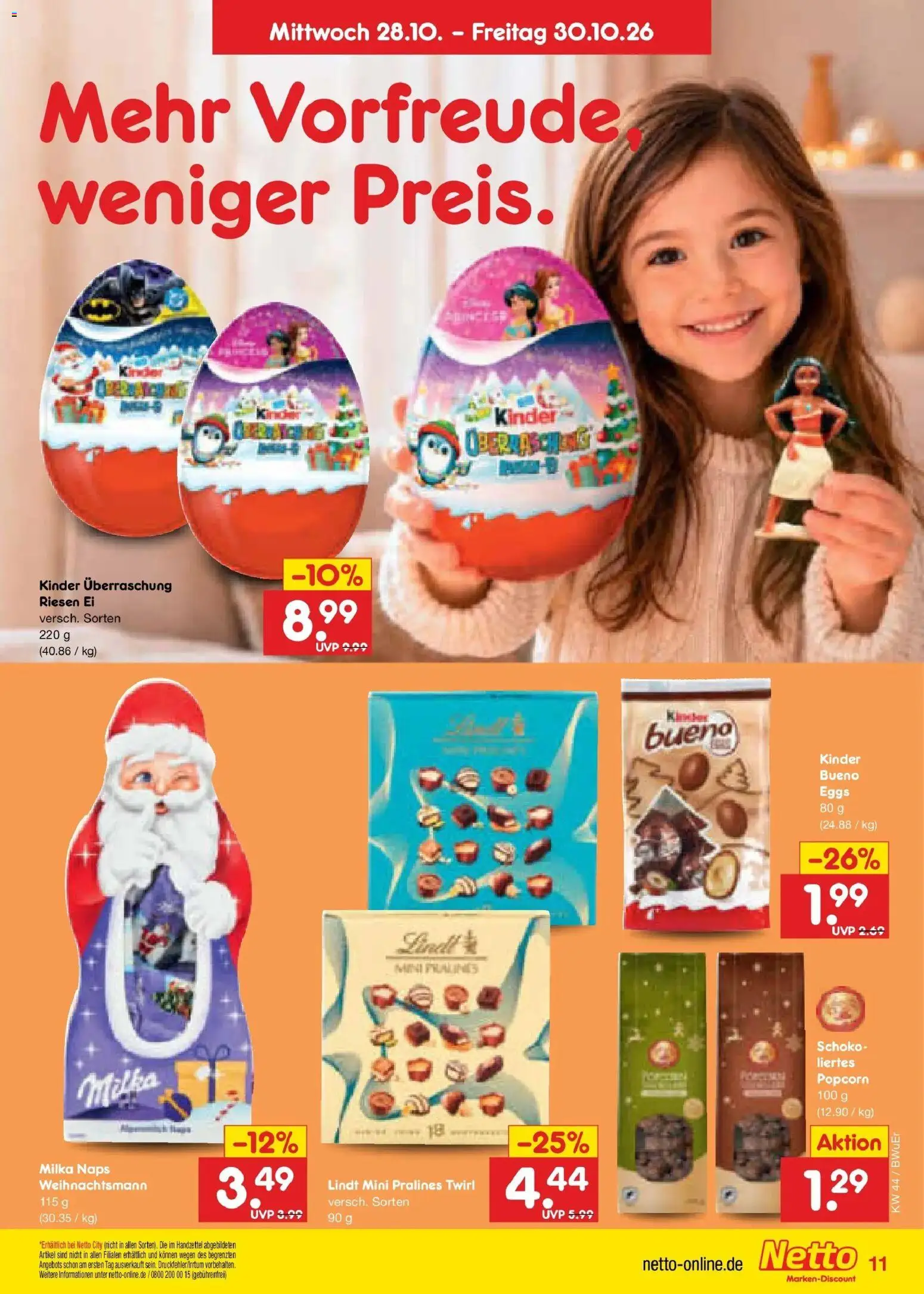 Netto Marken-Discount Prospekt Naumburg – gültig ab 26.10.2026 | Seite: 53 | Produkte: Kinder bueno, Milka, Lindt, Popcorn