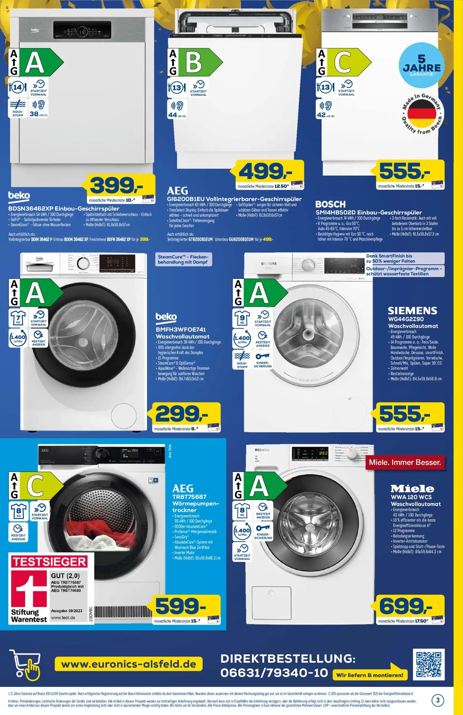 Euronics  Aktueller Prospekt – gültig ab 04.07.2026 | Seite: 3 | Produkte: Miele, Bosch, Siemens, Trockner
