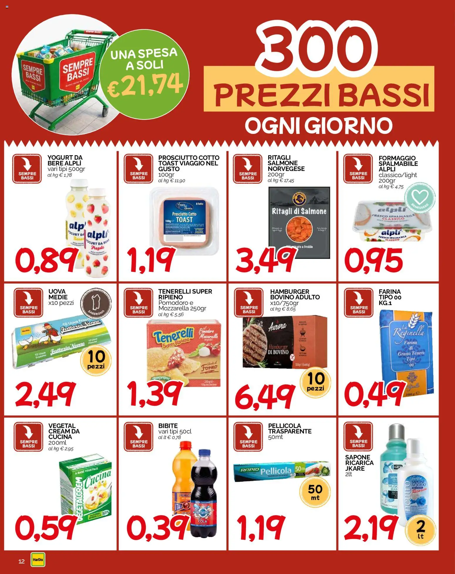Volantino HarDis del 27/08/2026 | Pagina: 12 | Prodotti: Prosciutto Cotto, Salmone, Bibite, Forno