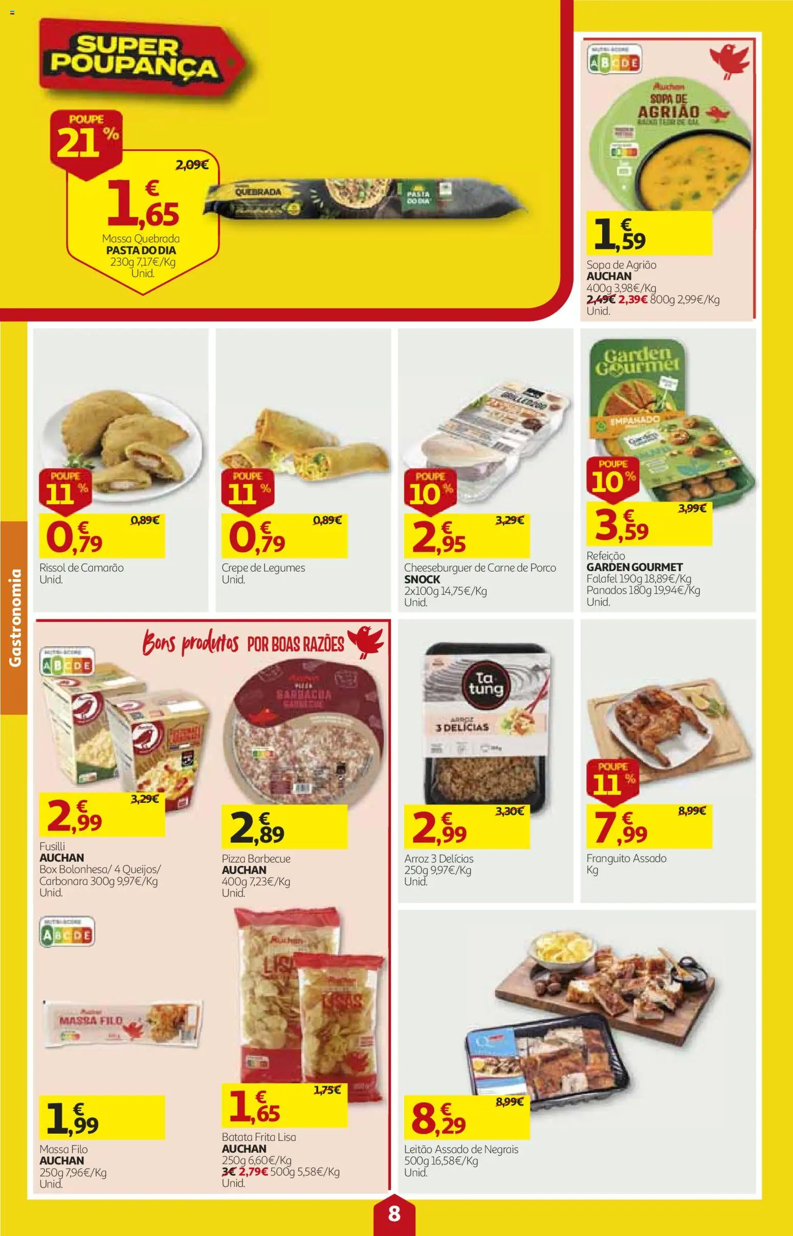Auchan folheto │ válido de 15/10/2026 | Página: 8 | Produtos: Batata frita, Carne de porco, Arroz, Agrião