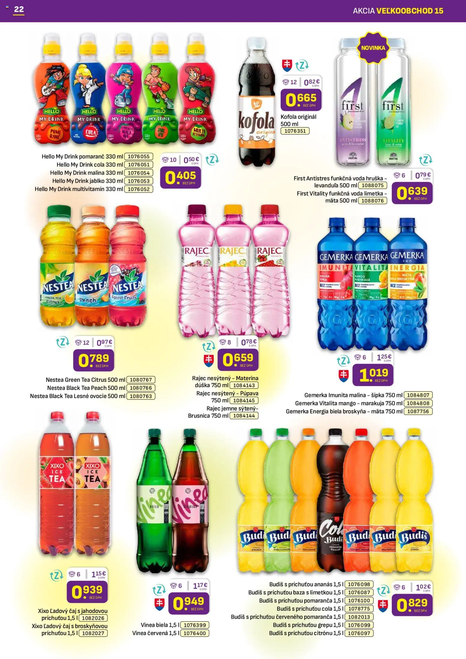 Nové Libex akcie – leták je platný od 27.07.2026 | Strana: 22 | Produkty: Čaj, Budiš, Cola, Ľadový čaj