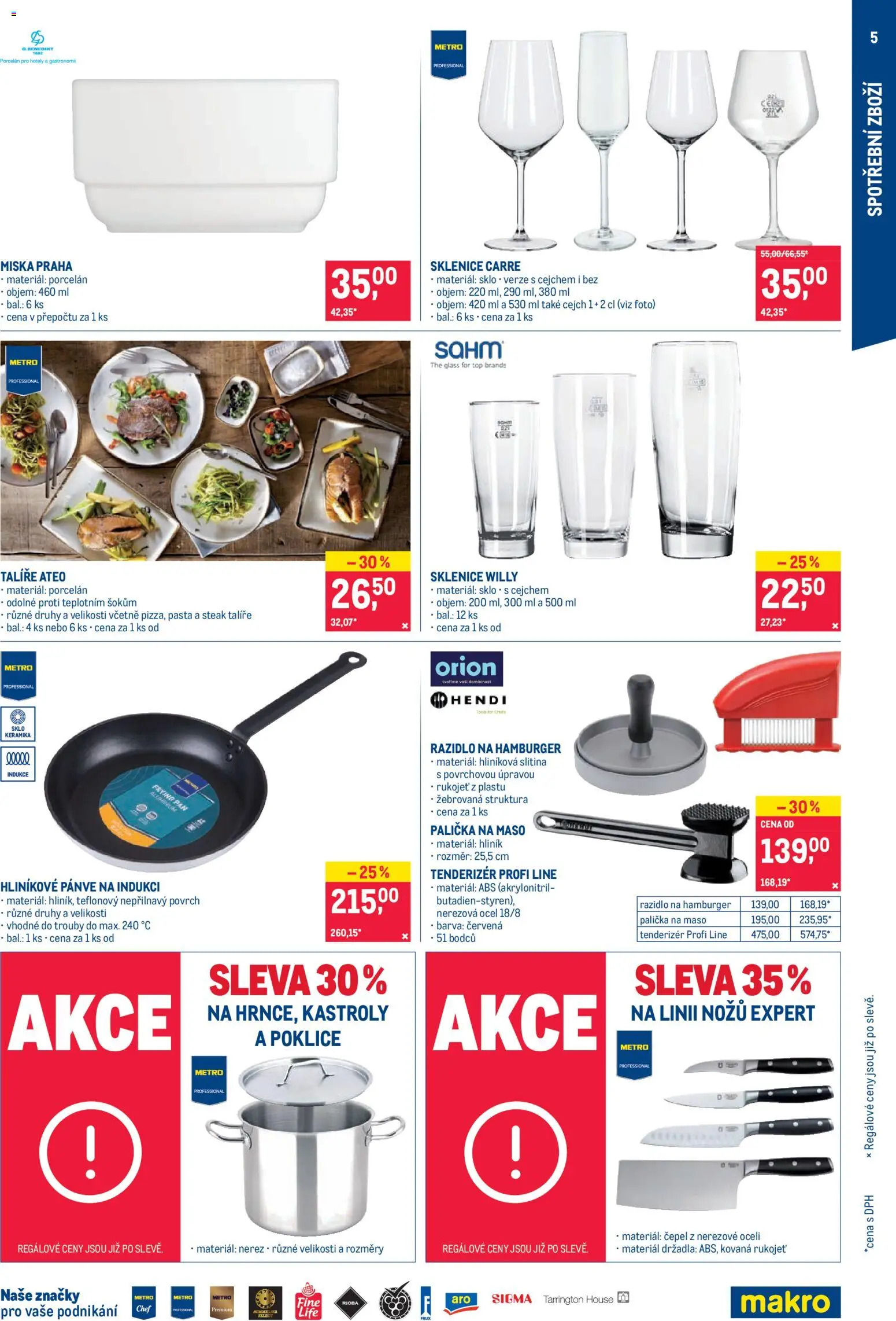 Makro leták - Nepotravinové zboží od 20.05.2026 | Strana: 5 | Produkty: Talíře, Pánve, Poklice, Sklenice