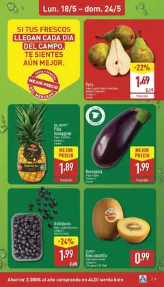 Vista previa ZESPRI® Kiwi amarillo, Origen: Nueva Zelanda. Categoría: I. 124 g aprox. (7,98 €/kg) válido desde el 18.05.2026 | Página: 5 | Productos: Piña, Kiwi, Té
