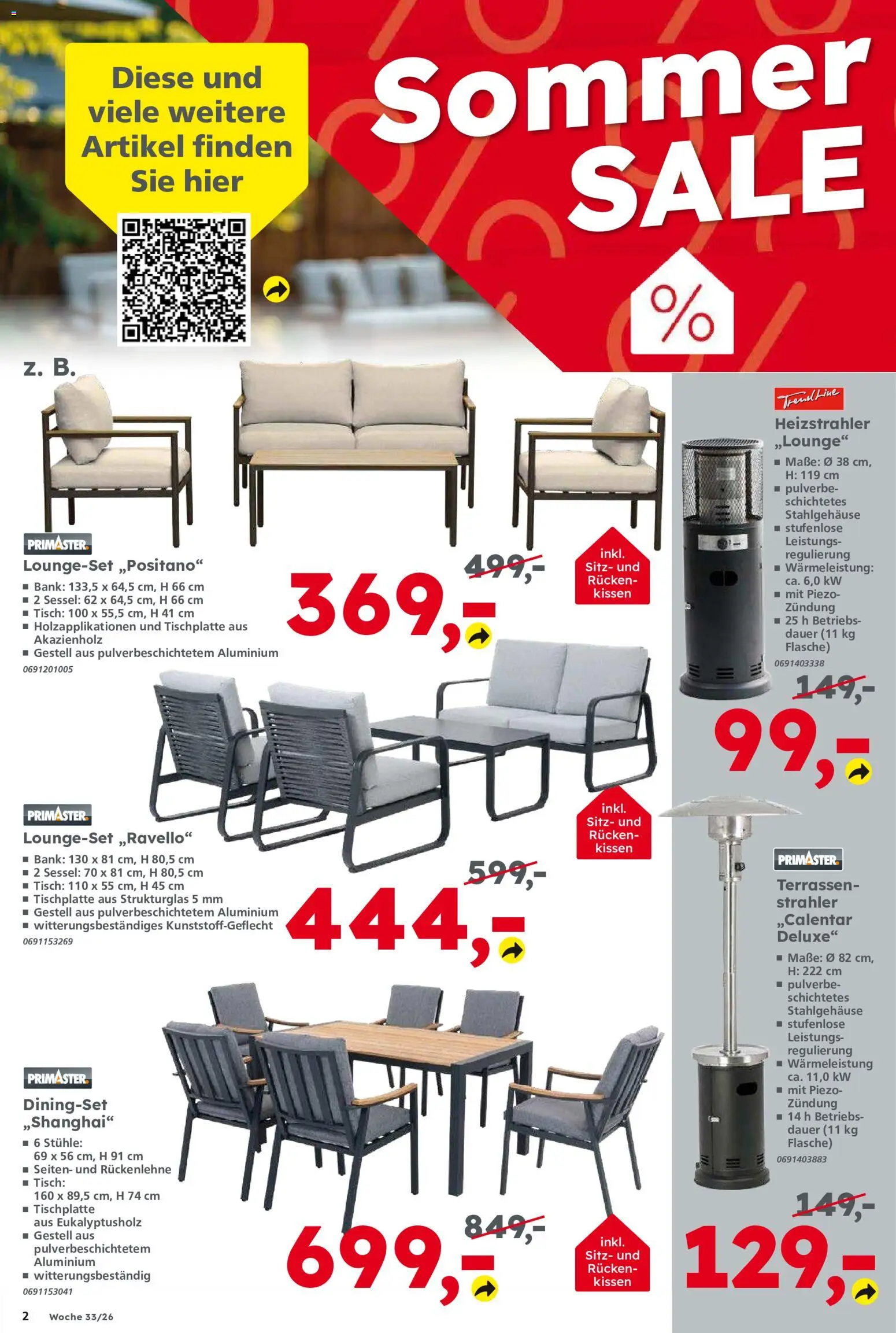 Globus Baumarkt Prospekt Oranienburg-Germendorf – gültig ab 10.08.2026 | Seite: 2 | Produkte: Kissen, Sessel, Tisch
