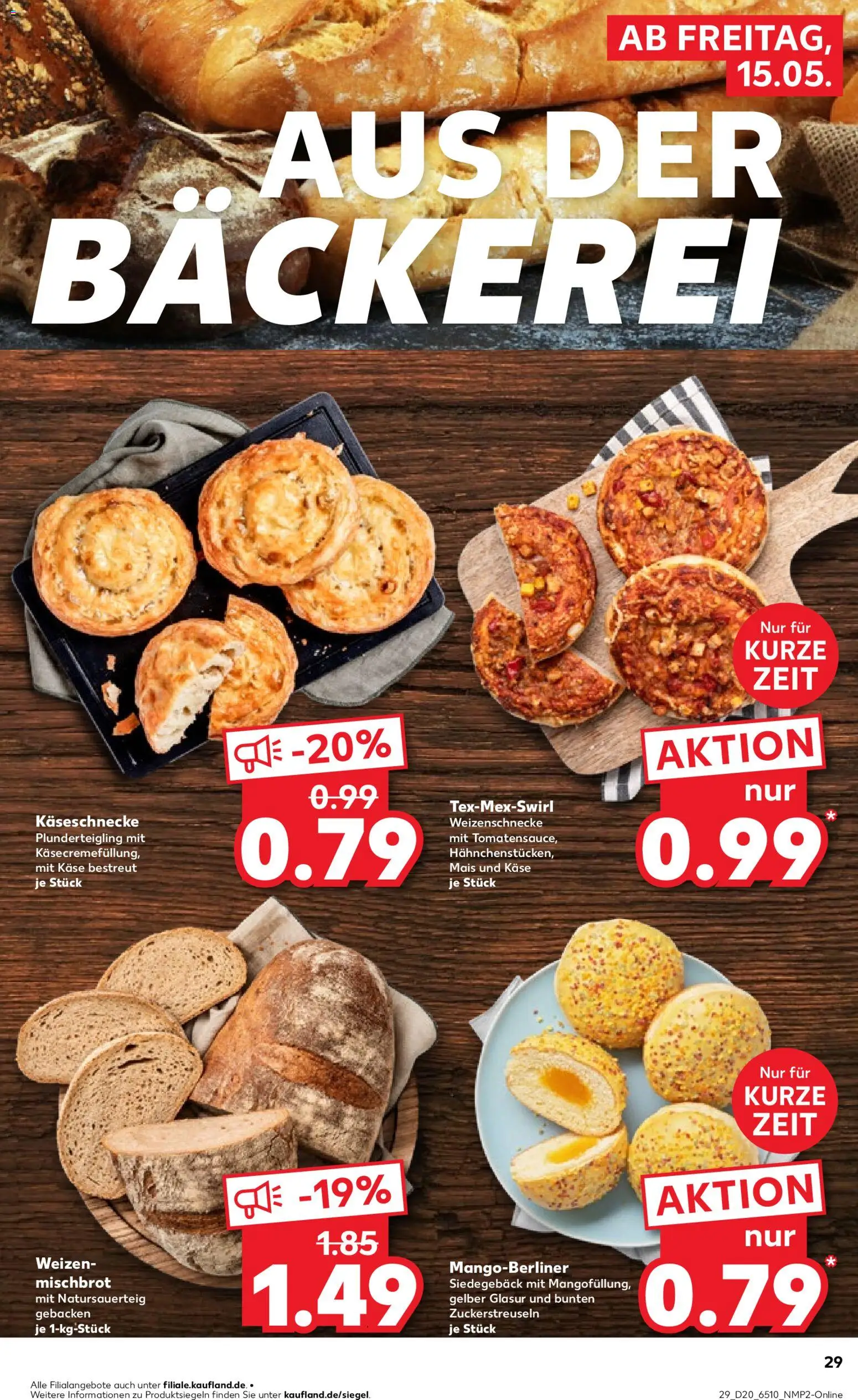 Kaufland Prospekt Köln	 – gültig ab 15.05.2026 | Seite: 29 | Produkte: Bäckerei, Käse