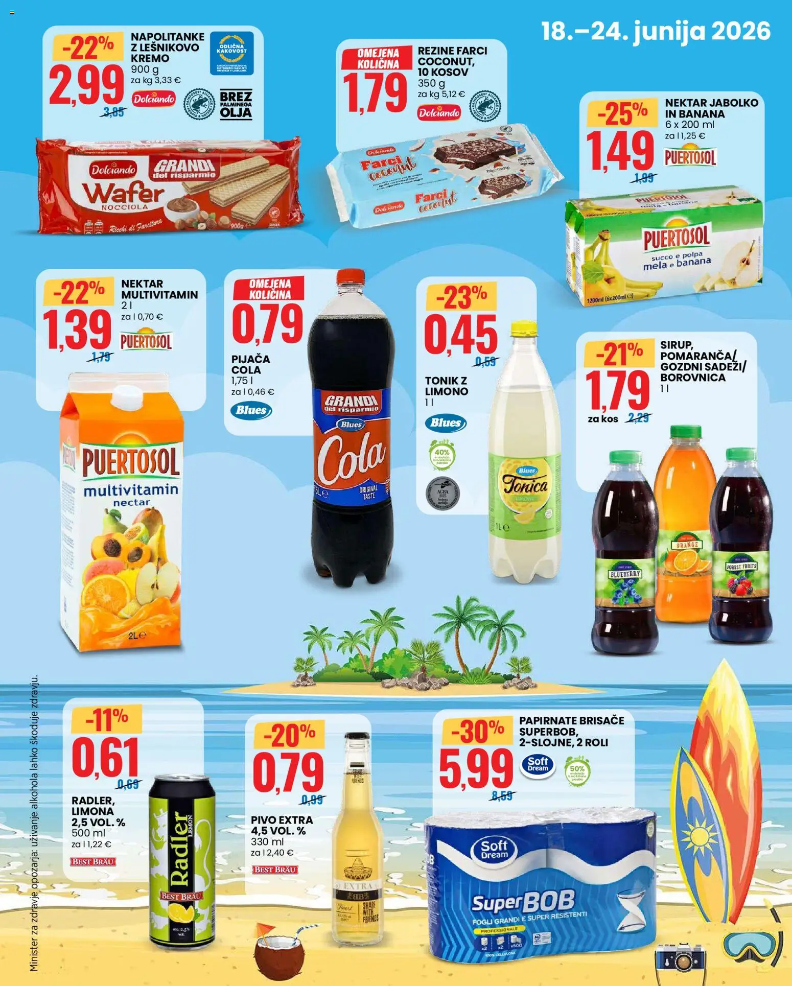 Novi Eurospin katalog ponudbe – veljaven od 18.06.2026 | Stran: 3 | Izdelki: Papirnate brisače, Kos, Tonik, Limona