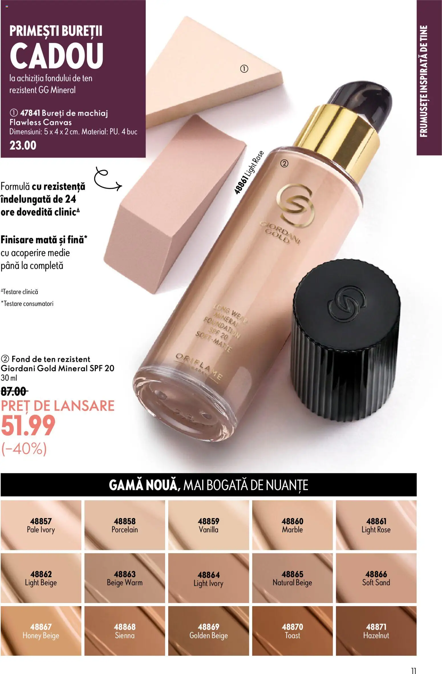 Noul catalog Oriflame – valabil de la 09.09.2026 | Pagină: 11 | Produse: Fond de ten, Machiaj