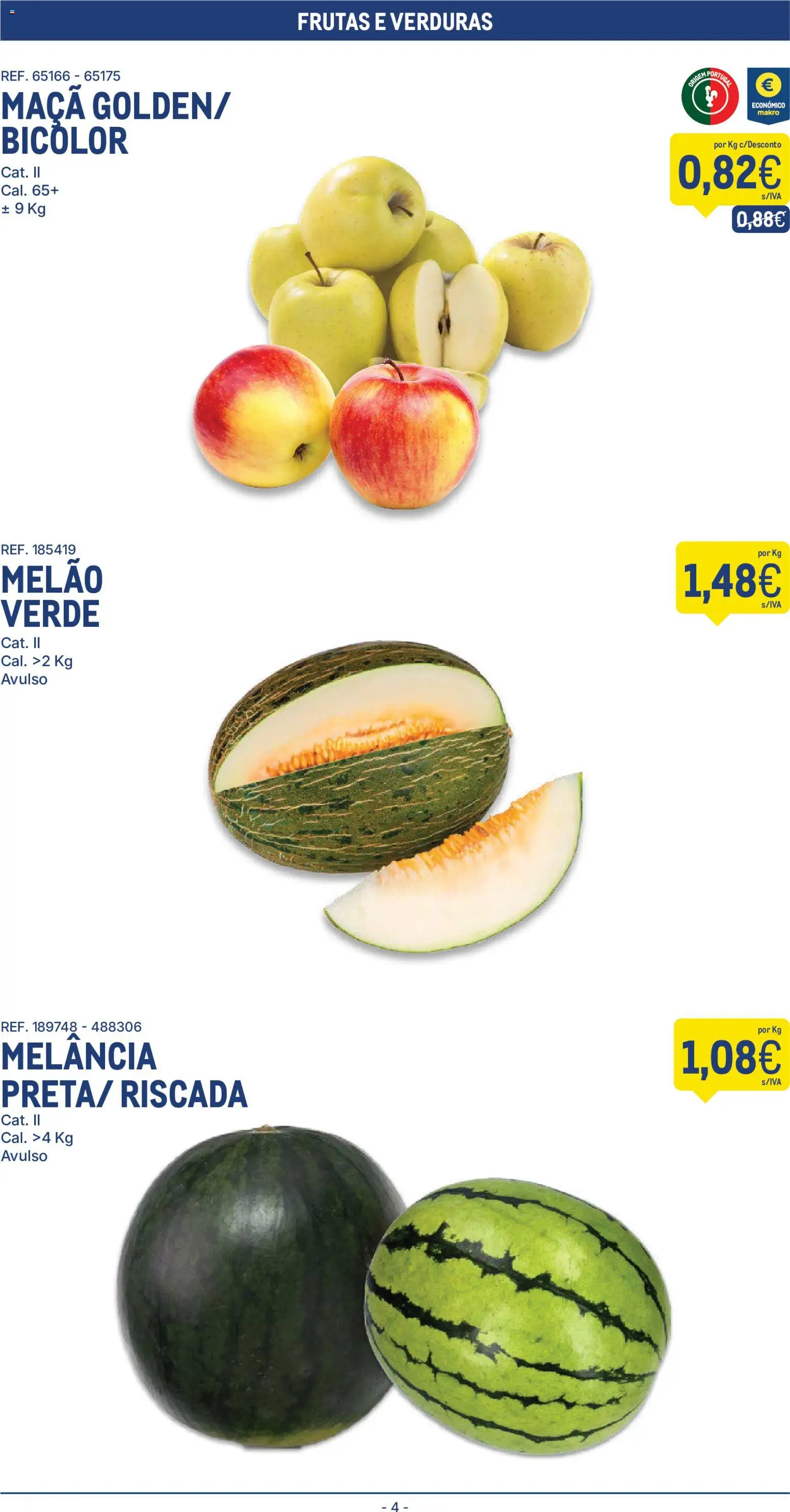 Makro Folheto │ válido de 19.05.2026 | Página: 4 | Produtos: Maça, Melancia, Melão