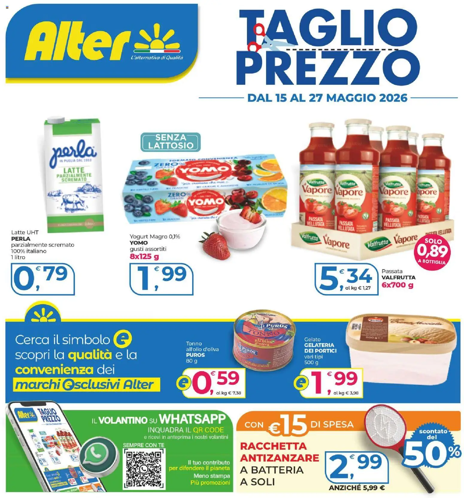 Volantino Alter Discount del 15.05.2026 | Pagina: 1 | Prodotti: Yogurt, Tè, Gelato, Latte