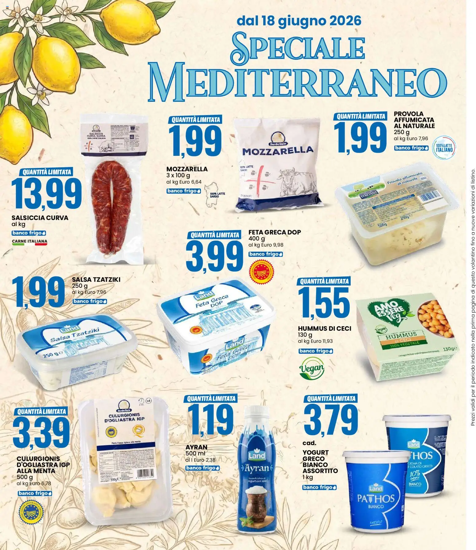 Volantino Eurospin del 18.06.2026 | Pagina: 6 | Prodotti: Ceci, Mozzarella, Provola, Menta