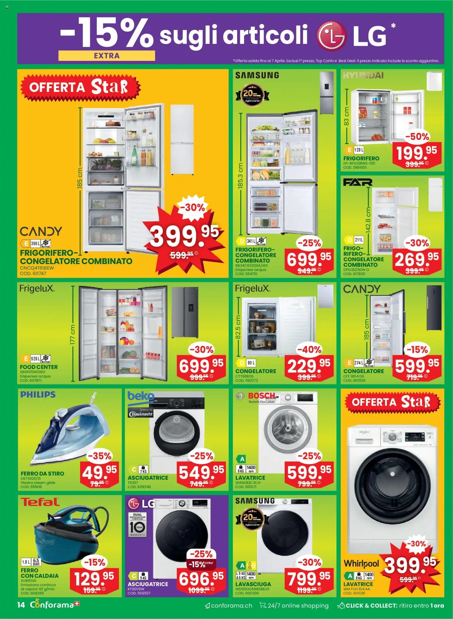 Conforama aktionen Primavera IT – gültig ab 01.04.2026 | Seite: 14 | Produkte: Top, Samsung, Bosch, Philips