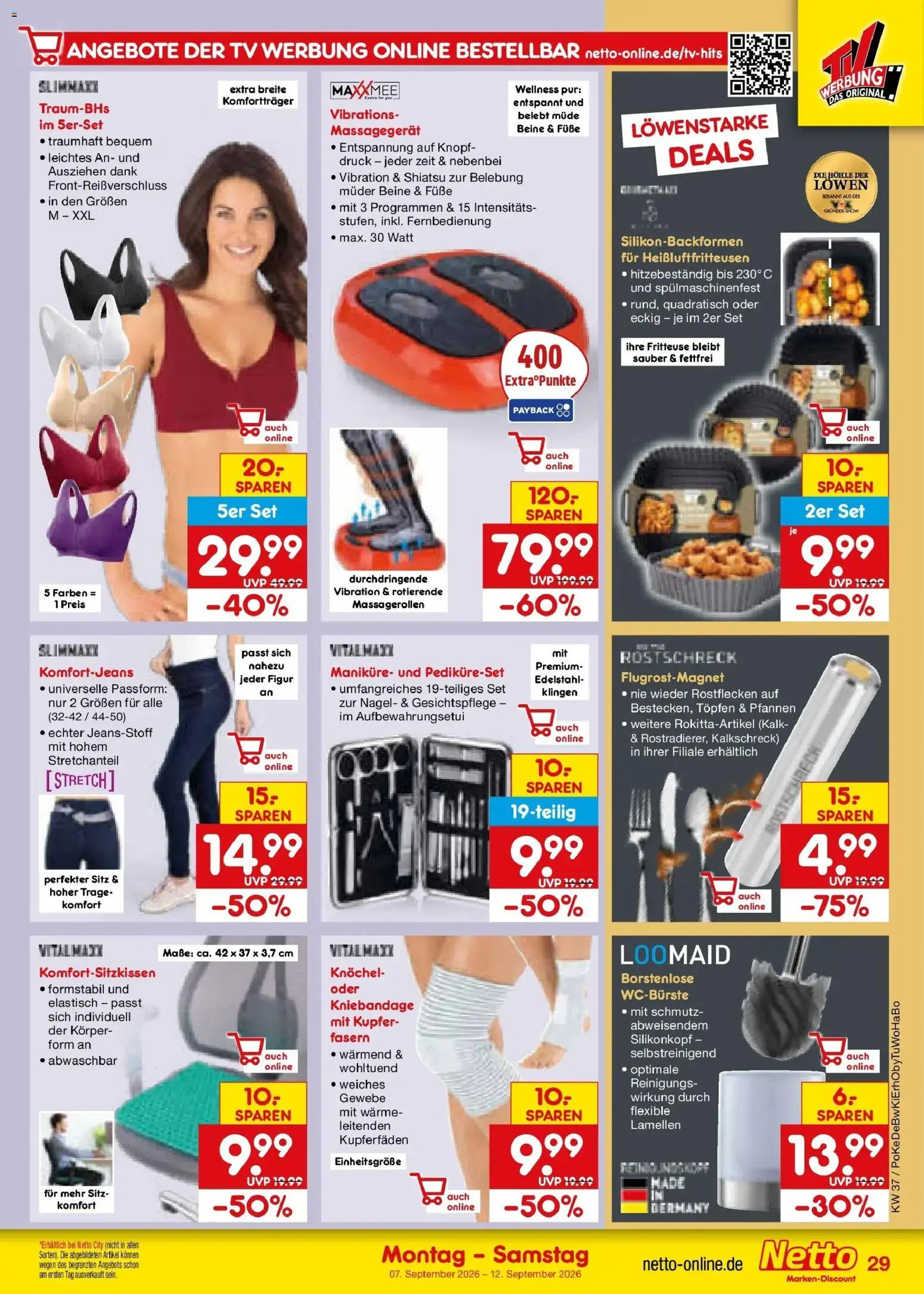 Netto Marken-Discount Prospekt Waiblingen-Bittenfeld – gültig ab 07.09.2026 | Seite: 43 | Produkte: Massagegerät, Kalk, Fritteuse, TV