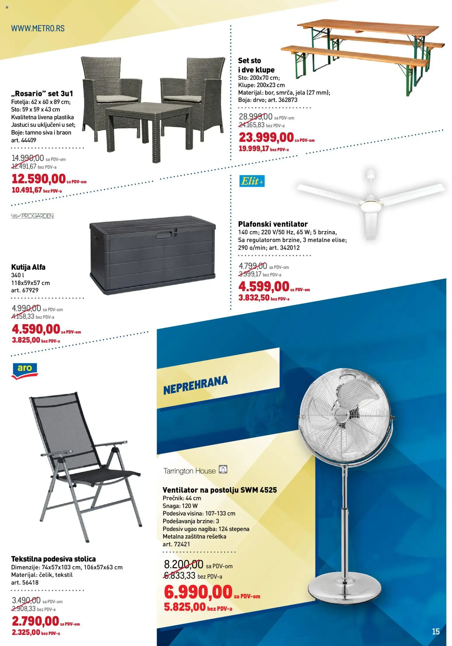Metro katalog - važi od 14.05.2026 | Strana: 15 | Proizvode: Ventilator, Rešetka, Fotelja, Kutija