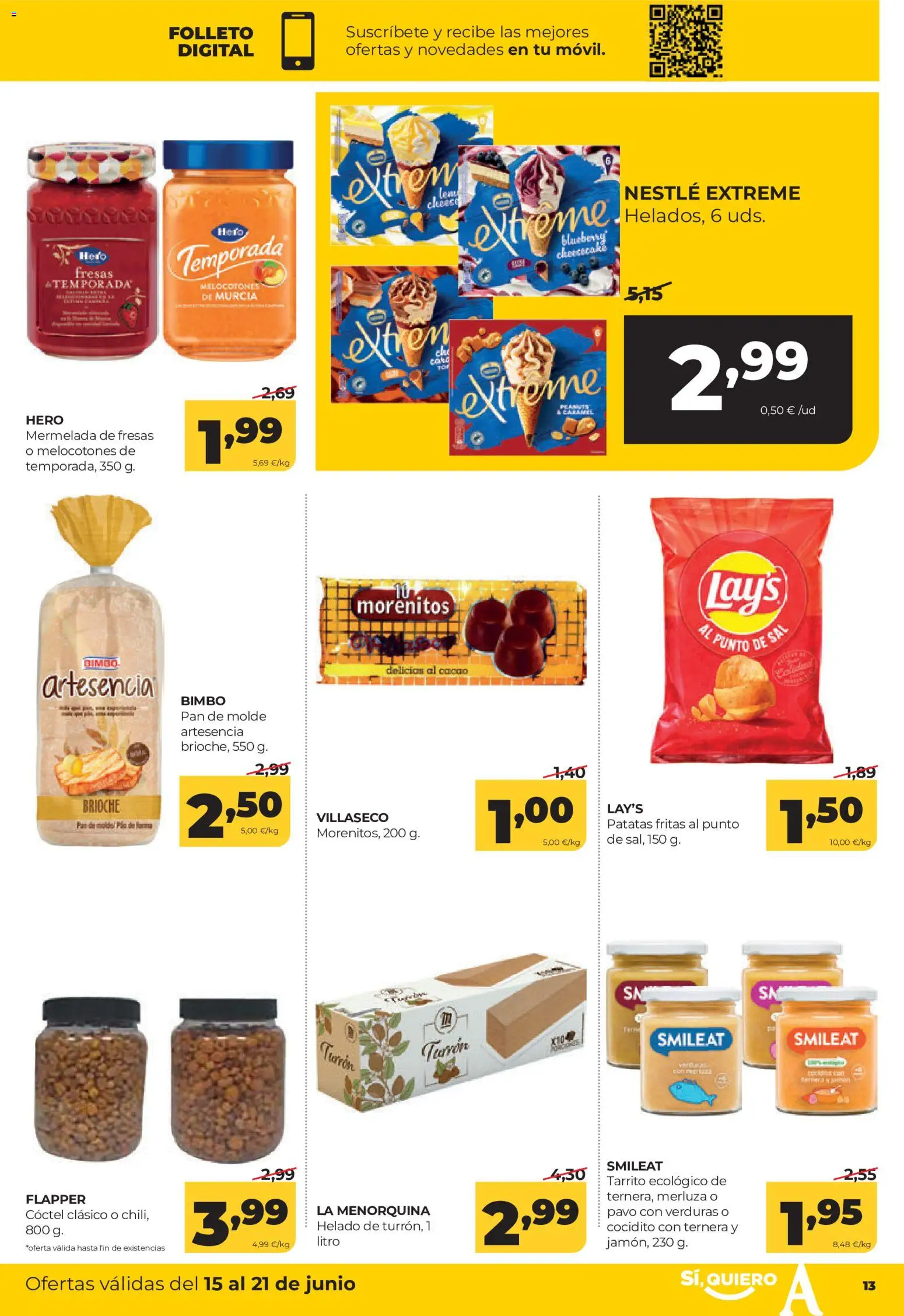 Alimerka folleto Castilla y León │ válido desde el 15.06.2026 | Página: 13 | Productos: Pan, Fresas, Helado, Φρυγανιές σικάλεως