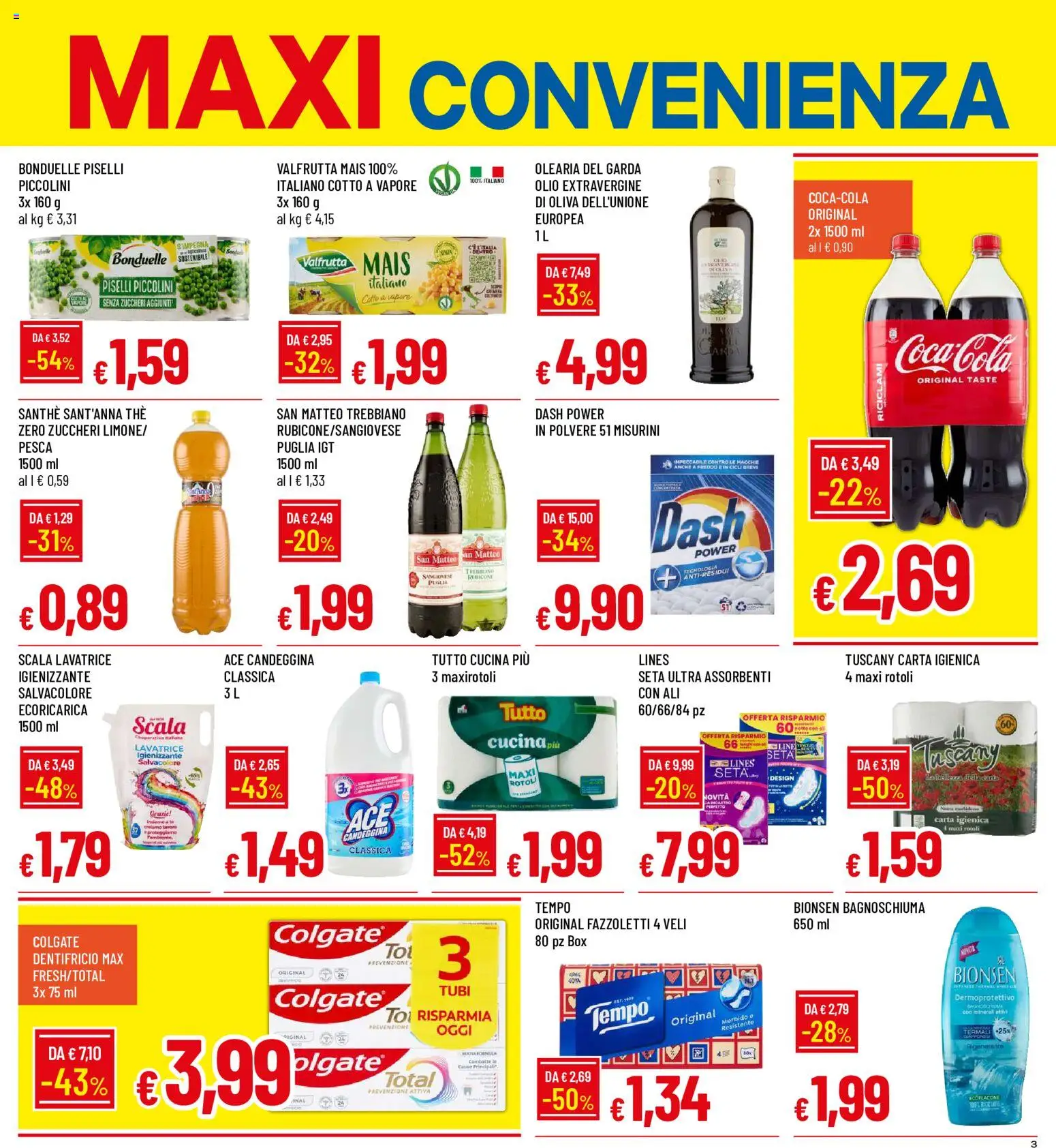 Volantino Galassia del 25/06/2026 | Pagina: 3 | Prodotti: Bagnoschiuma, Lavatrice, Piselli, Mais