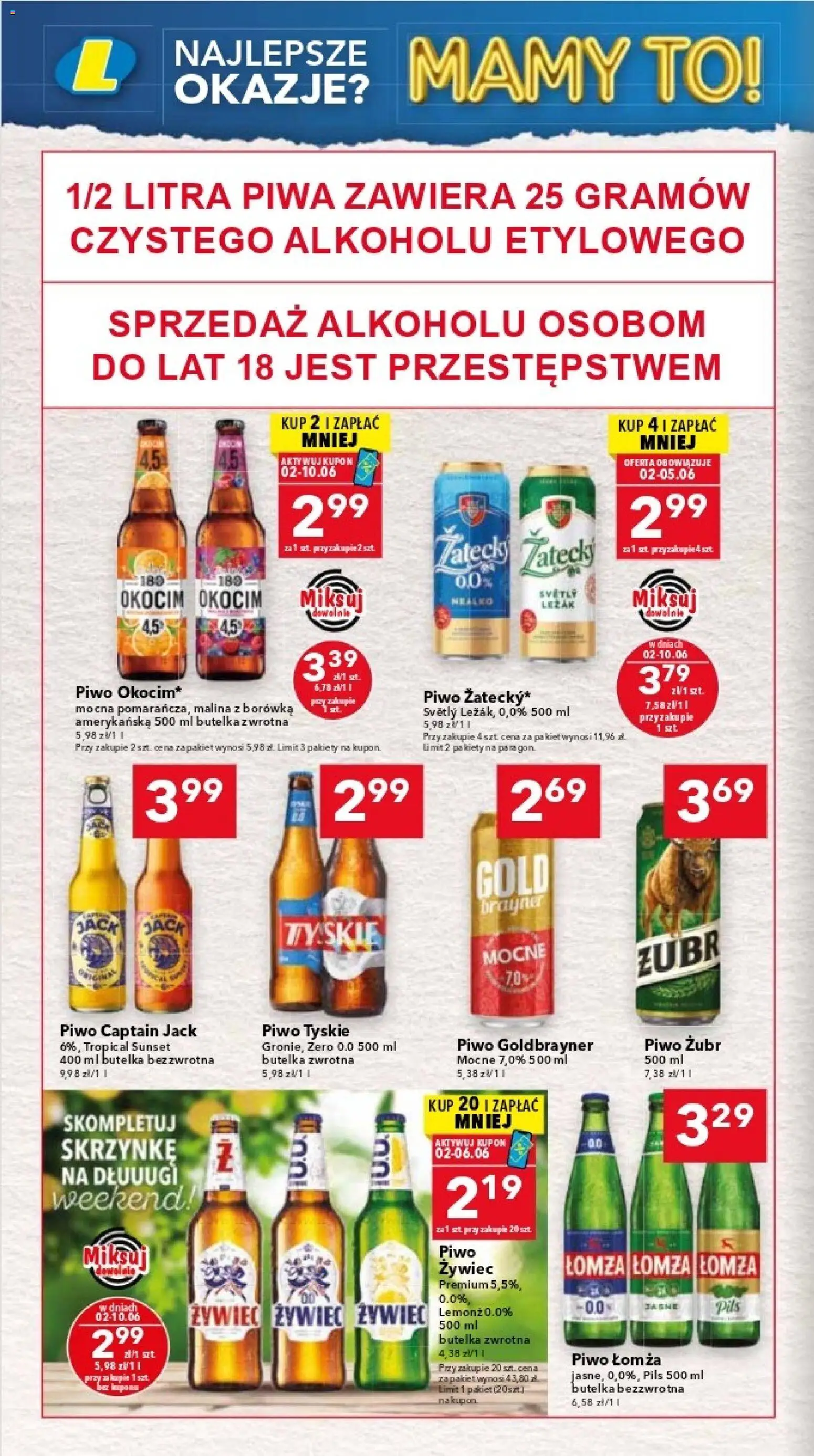 Lewiatan gazetka - Katowice od 02.06.2026 | Strona: 14 | Produkty: Piwo żubr, Malina, Leżak, Piwo
