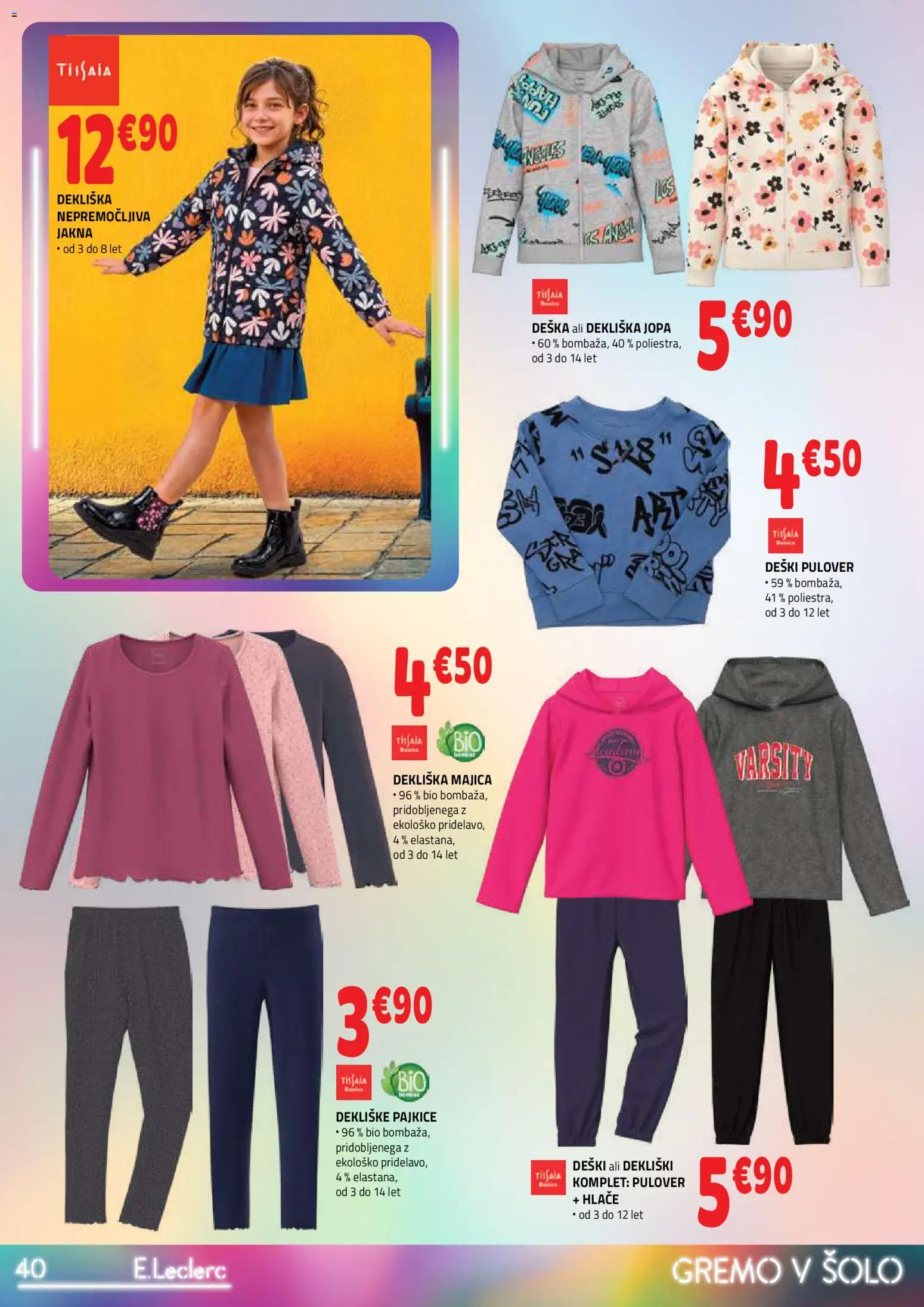 Novi E.leclerc katalog ponudbe – veljaven od 19.08.2026 | Stran: 40 | Izdelki: Pajkice, Pulover, Jakna, Hlace