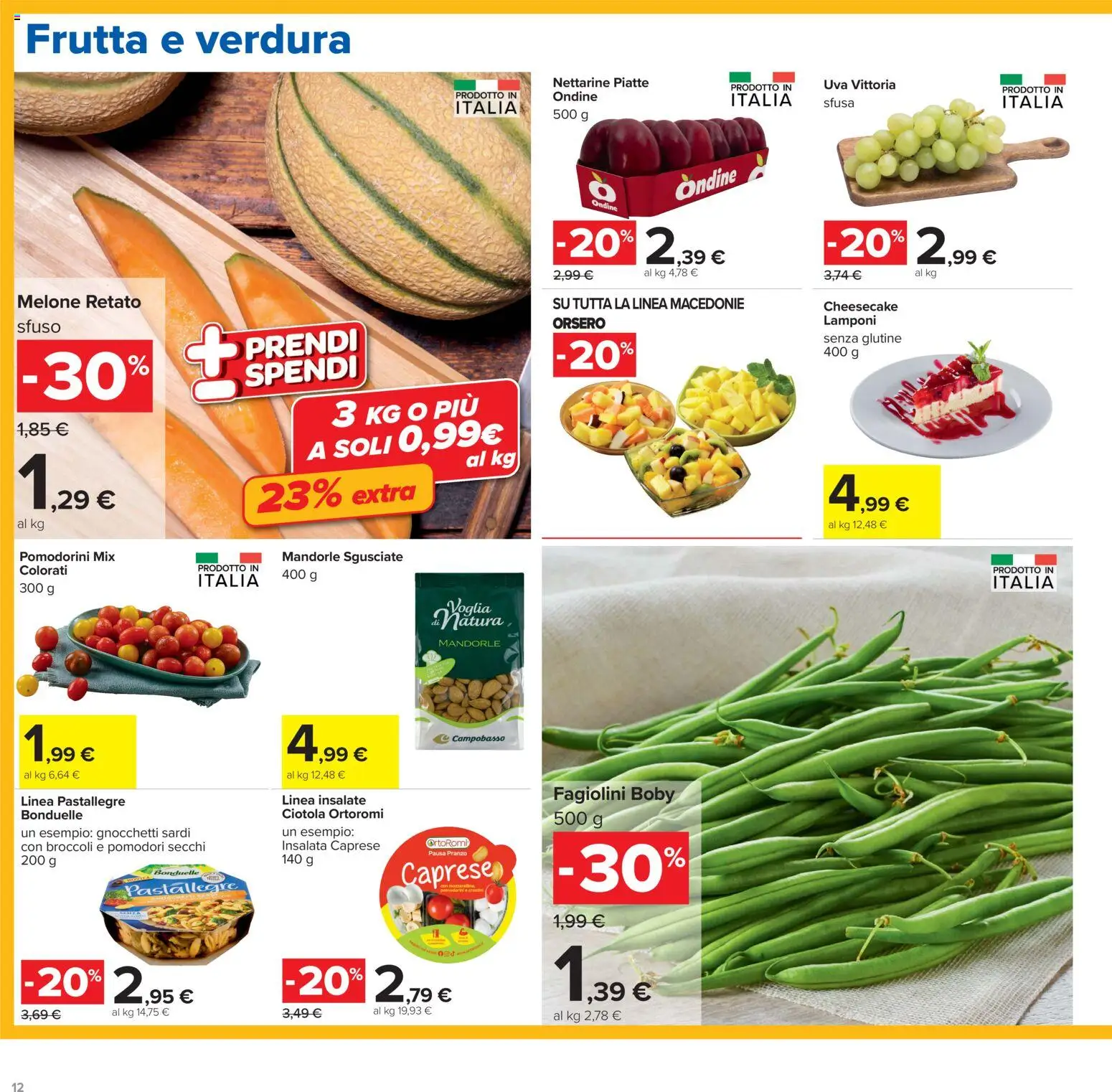 Volantino Carrefour del 06/08/2026 | Pagina: 12 | Prodotti: Pomodori, Melone, Broccoli, Fagiolini